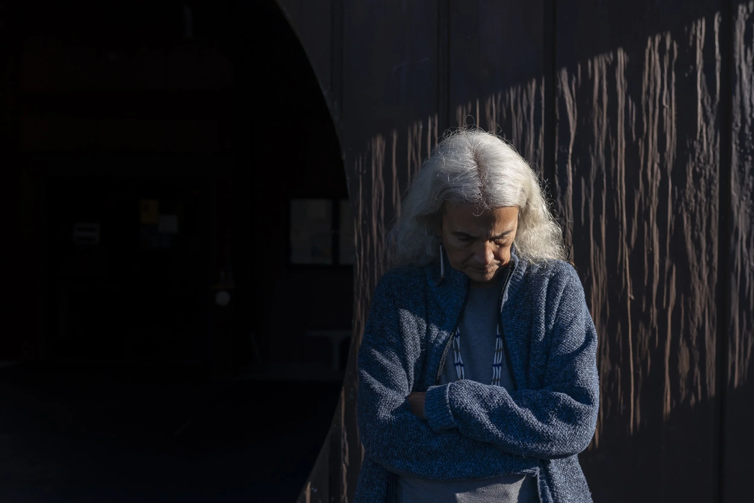  Abby Abinanti, chief judge of the Yurok Tribal Court, bows her head while talking about Emmilee's disappearance and the other women who have gone missing while she's lived in the Yurok community on Thursday, Jan. 20, 2022, in Klamath, Calif. This ye