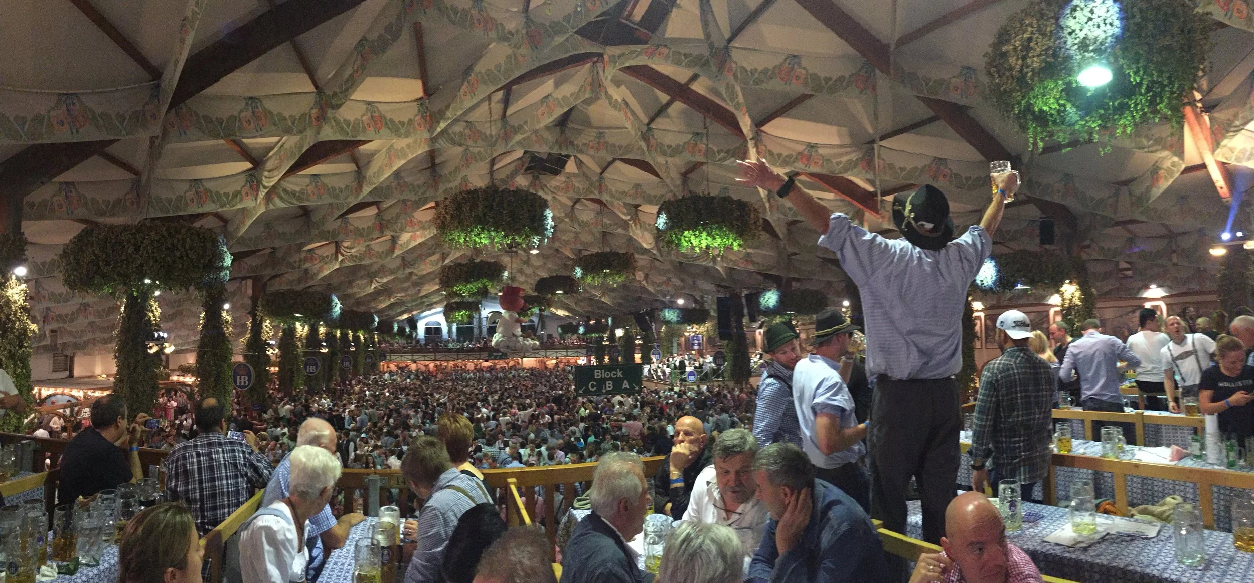 Raise your stein to the epic Hofraü Festzelt. (Photo by Alex R.)