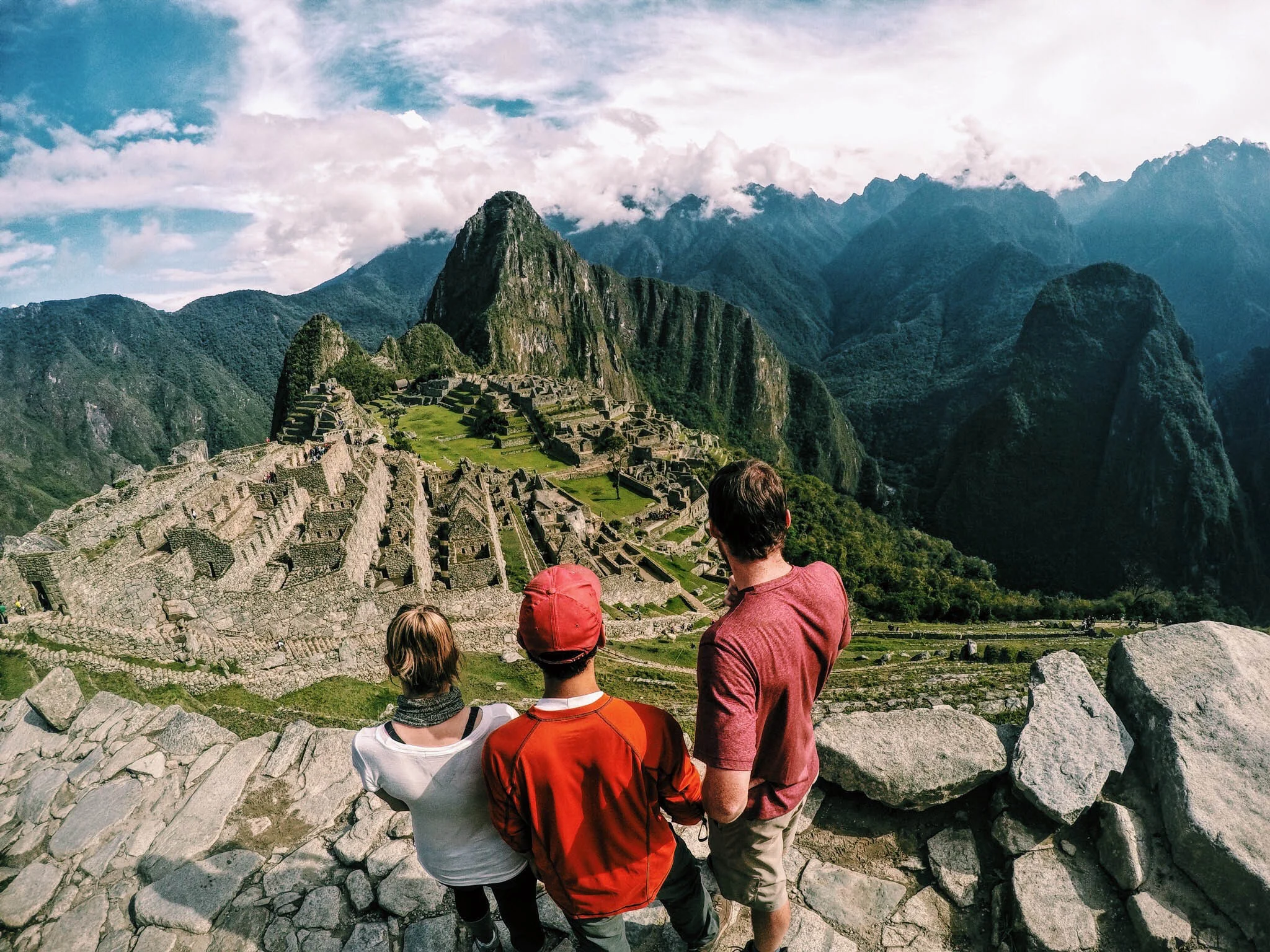 Colin with his girlfriend and friend at Machu Picchu.