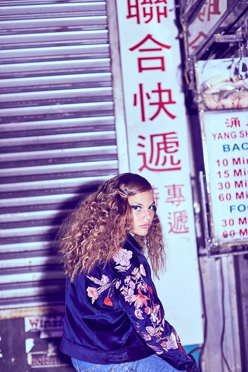 SANDRO PARIS jacket; GUCCI jeans; H&M hair-clips