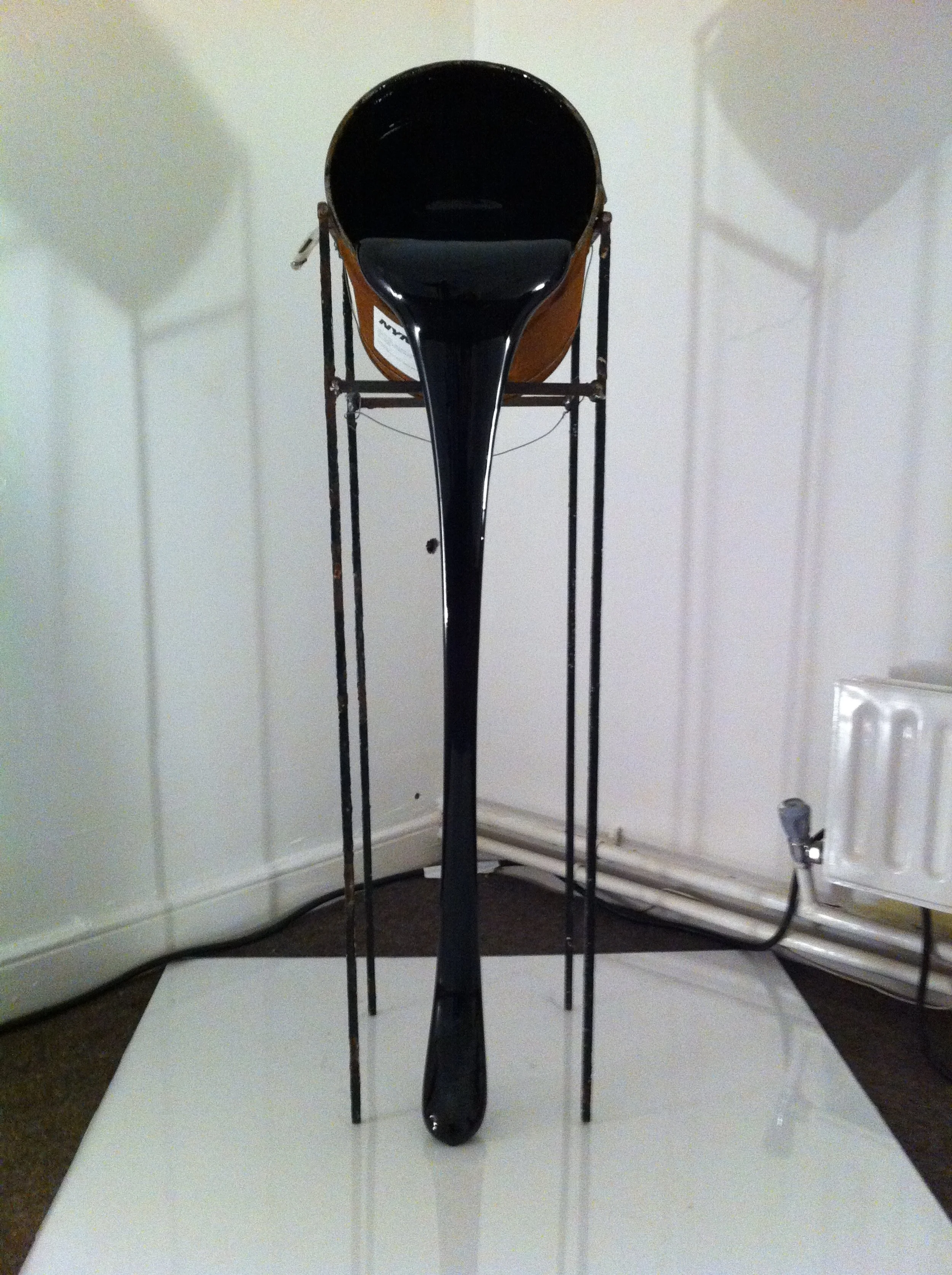 'Pour I', Installation shot, Bitumen pour on Fabriano on perspex, Croí8, Dublin, Ireland, 2017