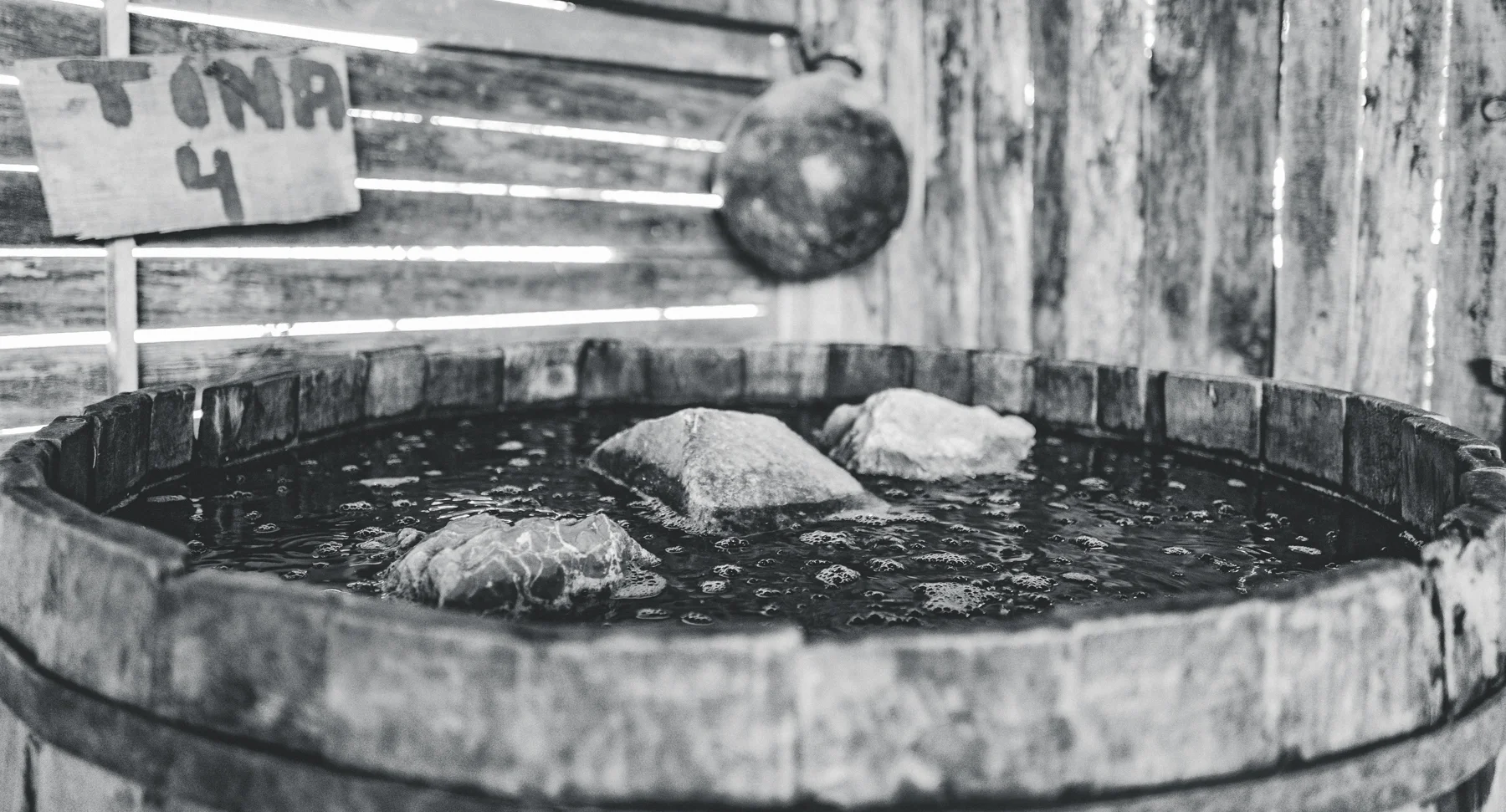 Madrecuixe mash fermenting in a large pine vat.
