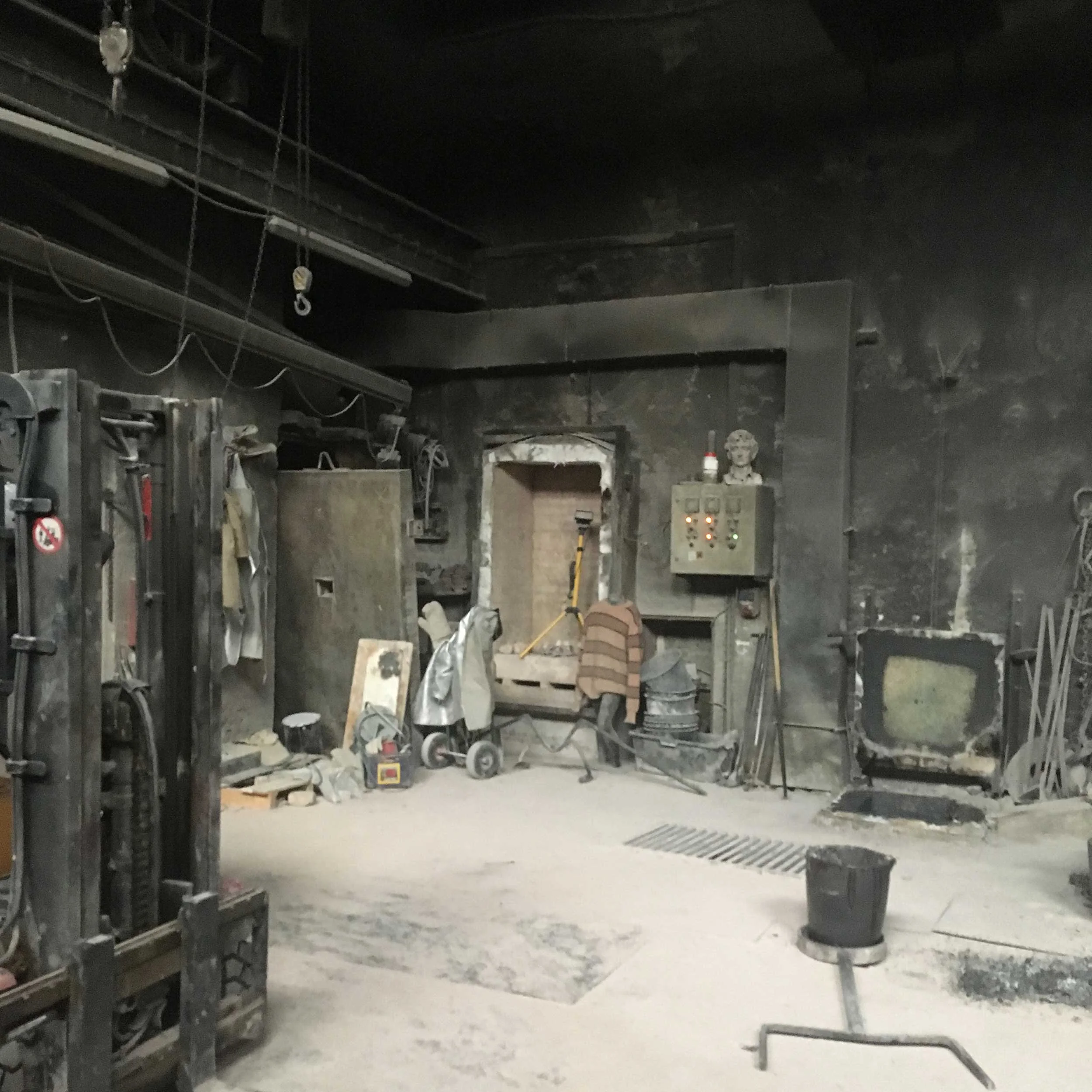 Inside the foundry - lots of dust!