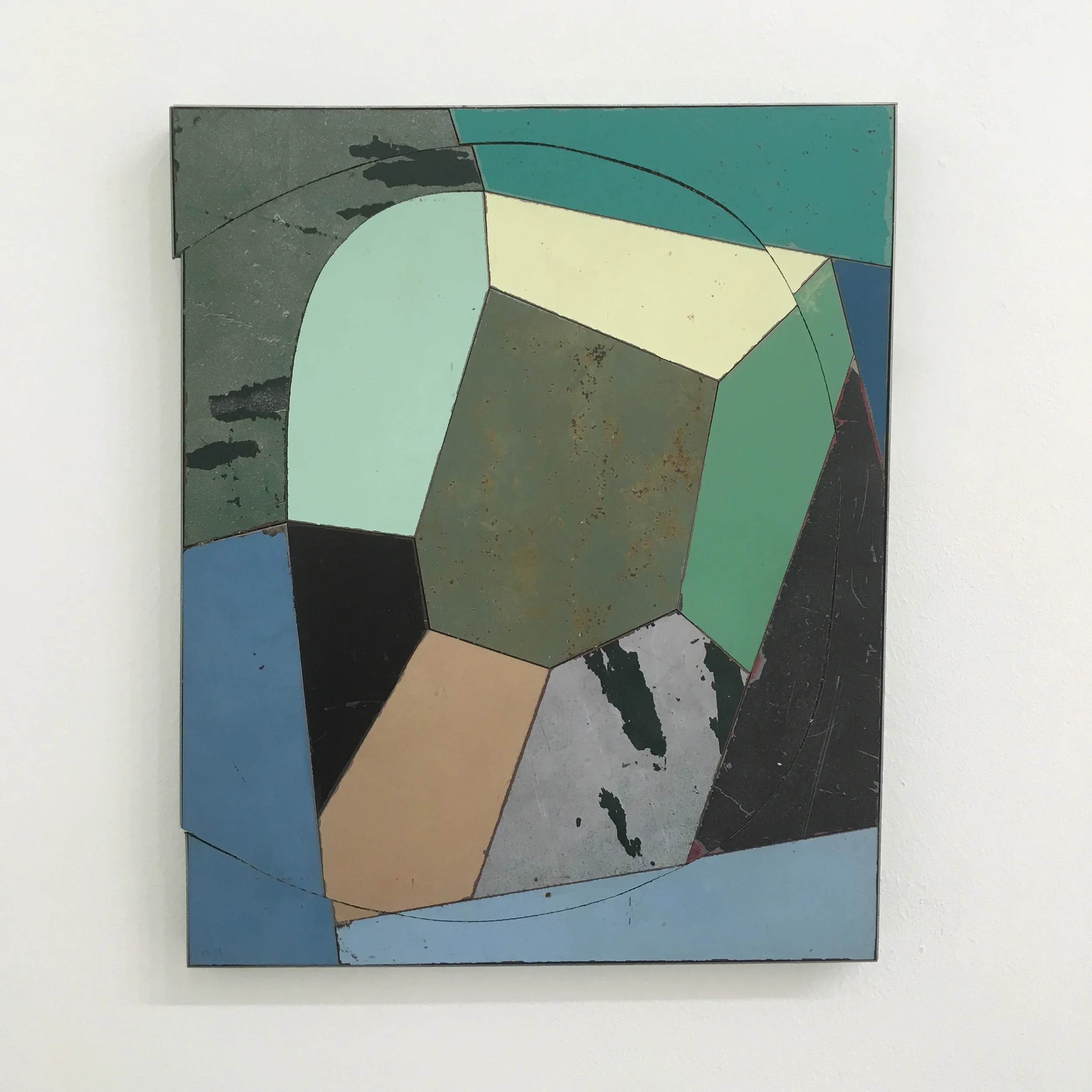 Sea Shore, 2019, salvage steel, marine-grade plywood, silicone, vulcanised rubber, chemicals, hardware. 28 x 23 x 2cm