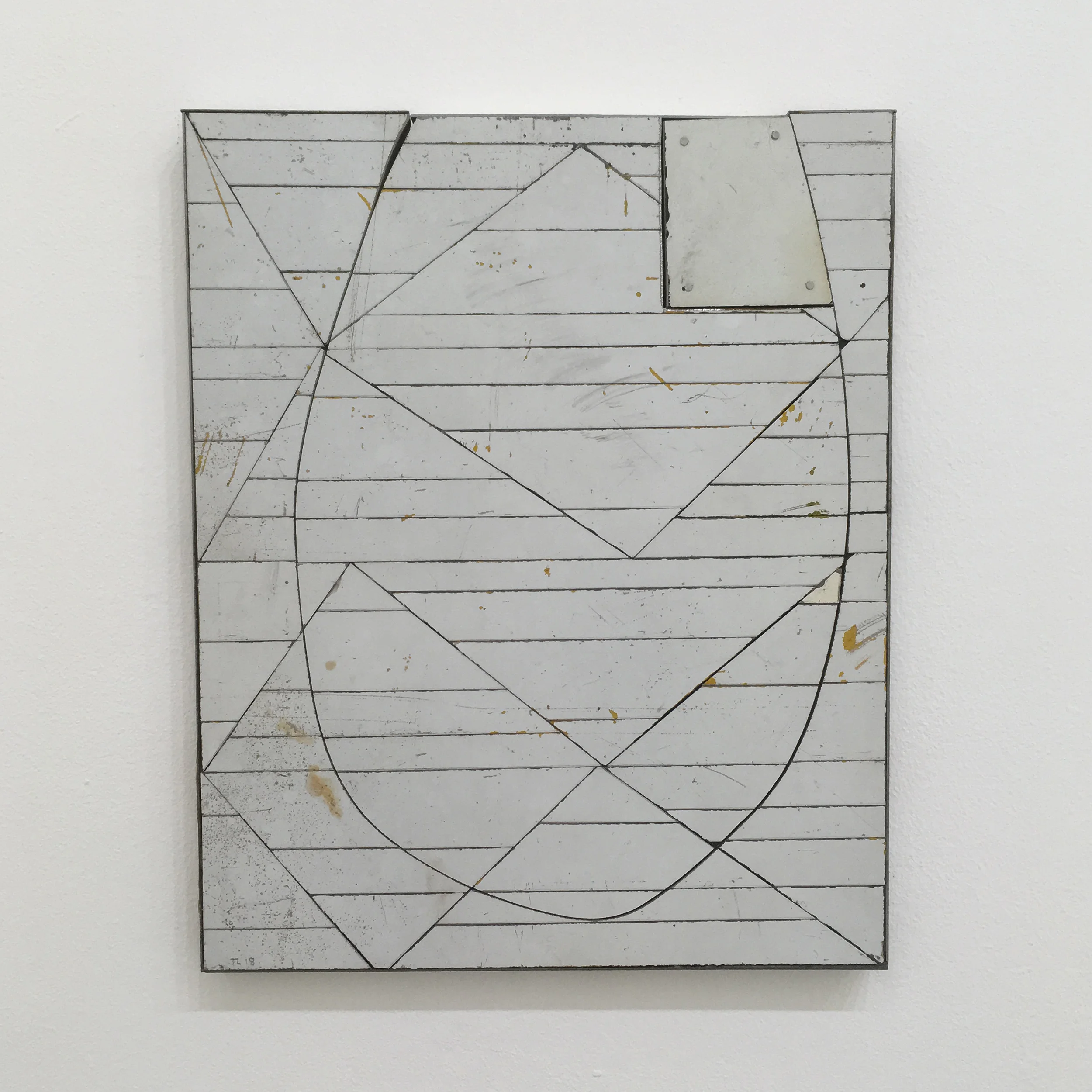 Half True, 2017, salvage steel, marine-grade plywood, silicone, vulcanised rubber, chemicals, hardware. 28 x 23 x 2cm