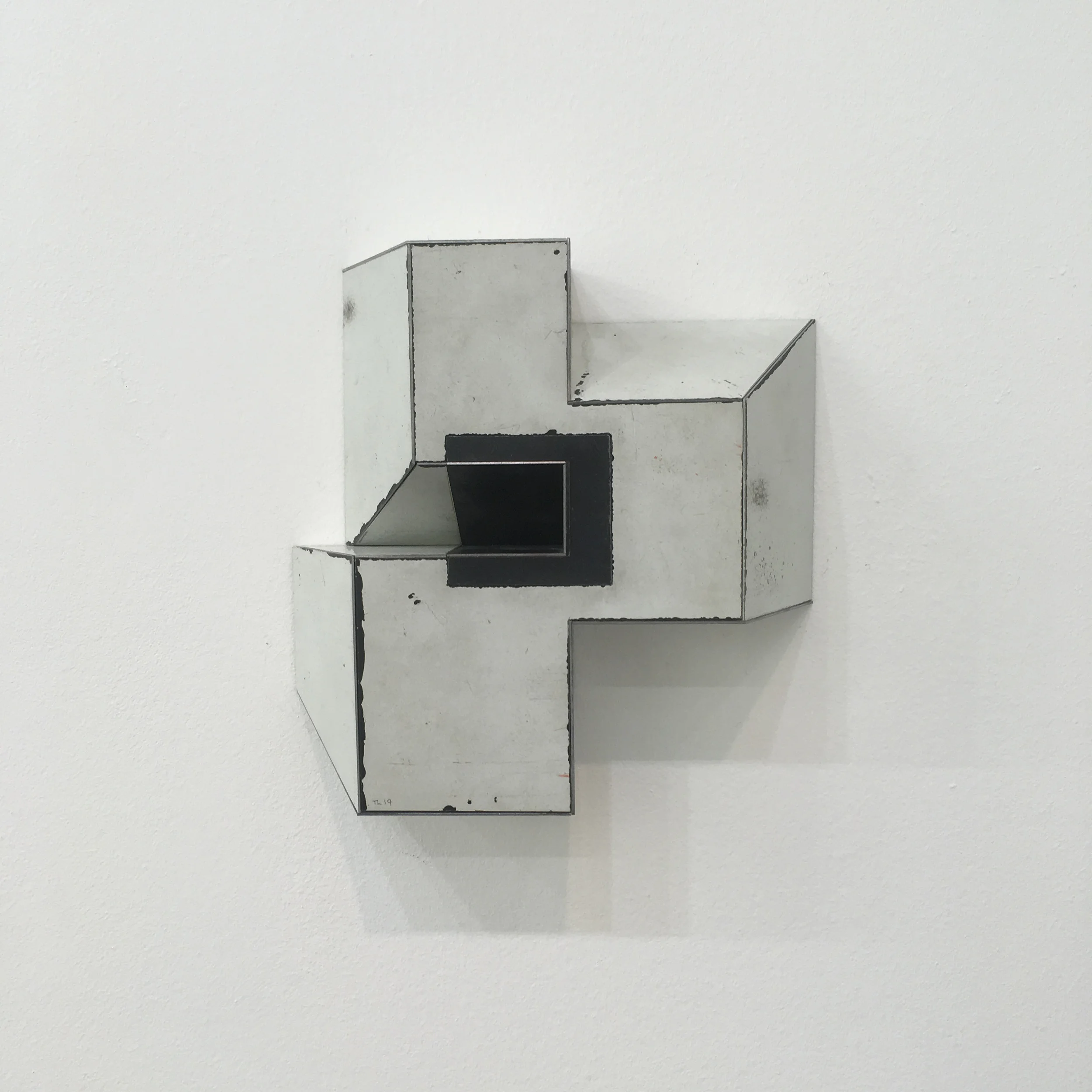 Talk Show, 2019, salvage steel, marine-grade plywood, silicone, vulcanised rubber, chemicals, hardware. 22 x 21 x 6cm