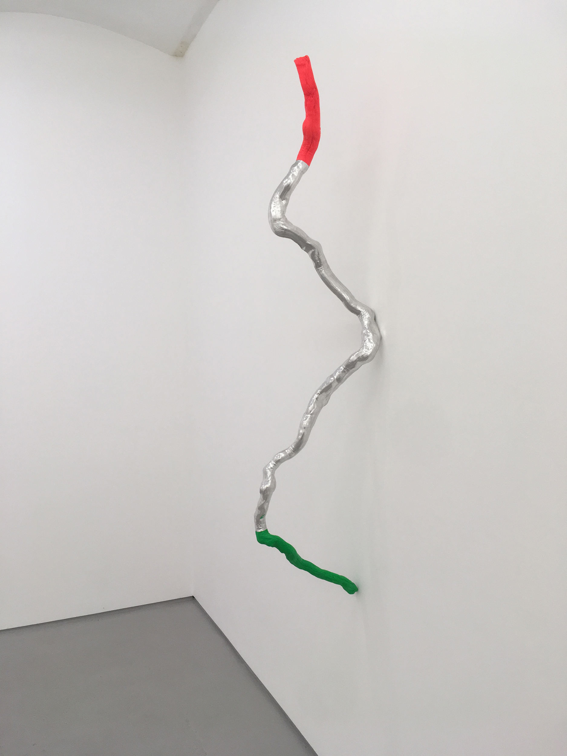 Sprite XII, 2018 by Simon Allison. Wood, burnished aluminium and paint. 160 x 25 x 35cm.