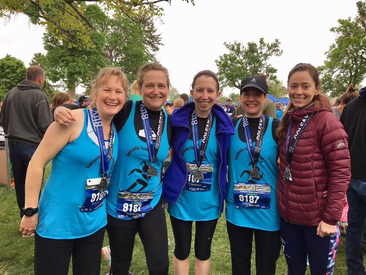 The female faculty team at the Colfax marathon 
