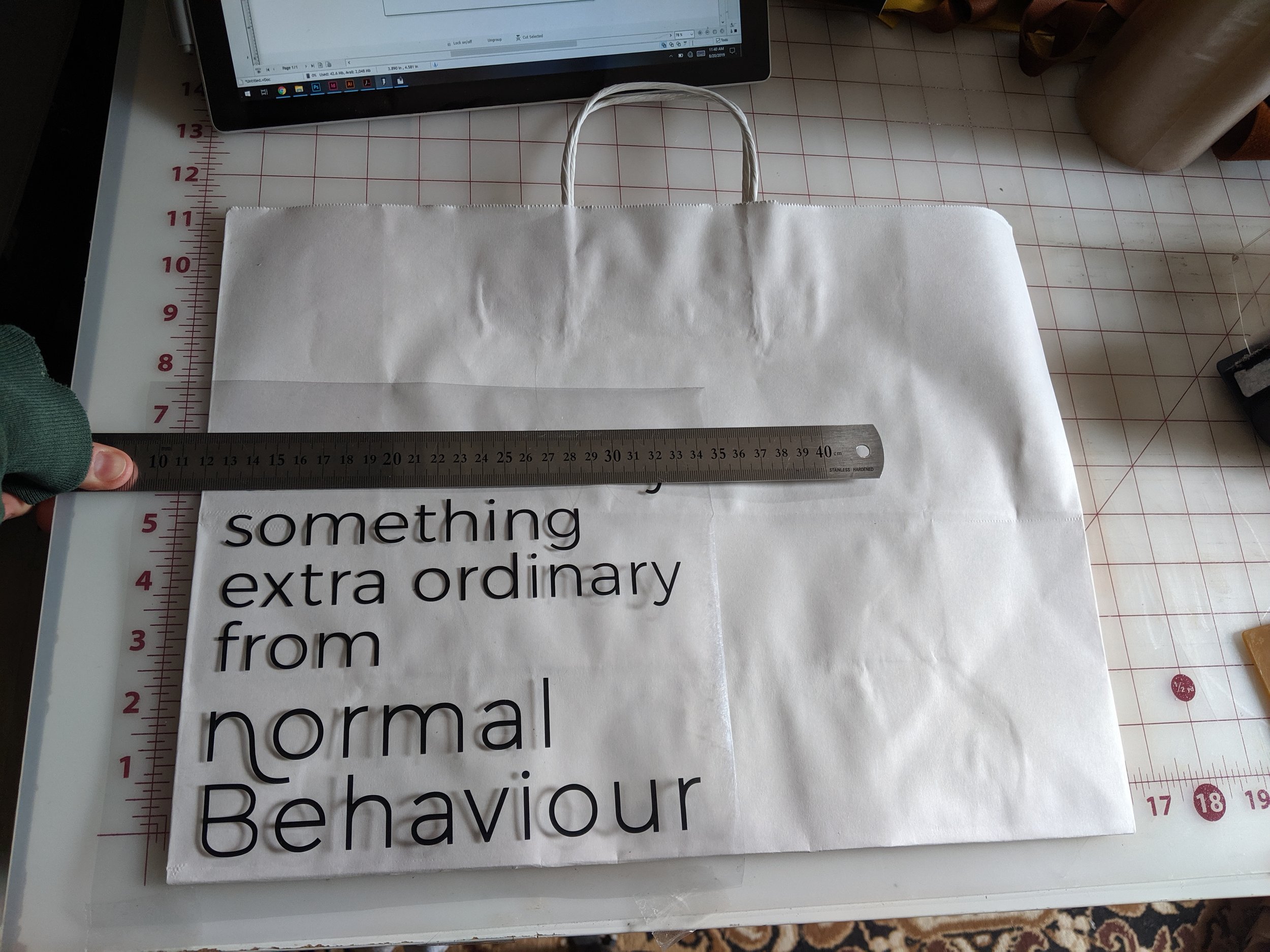 Transparency laid on my bag to do a dry fit of what I’m expecting.