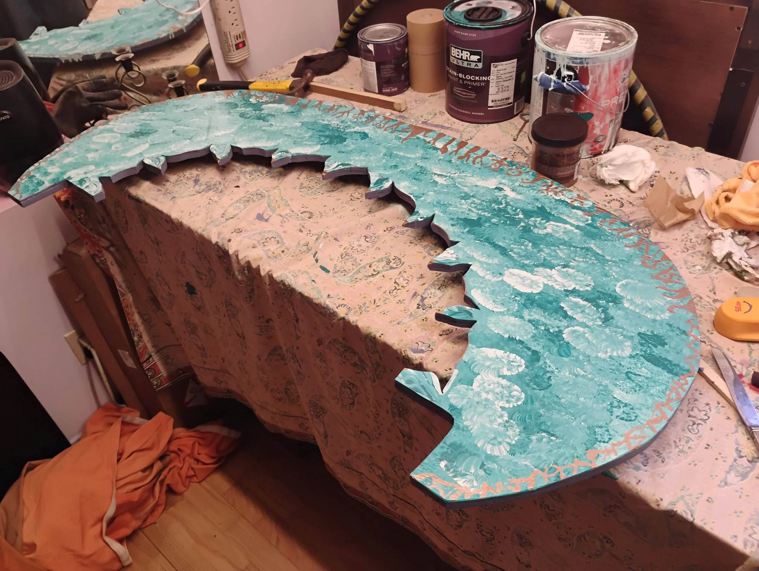 Plywood trim for Salt Window as its being painted