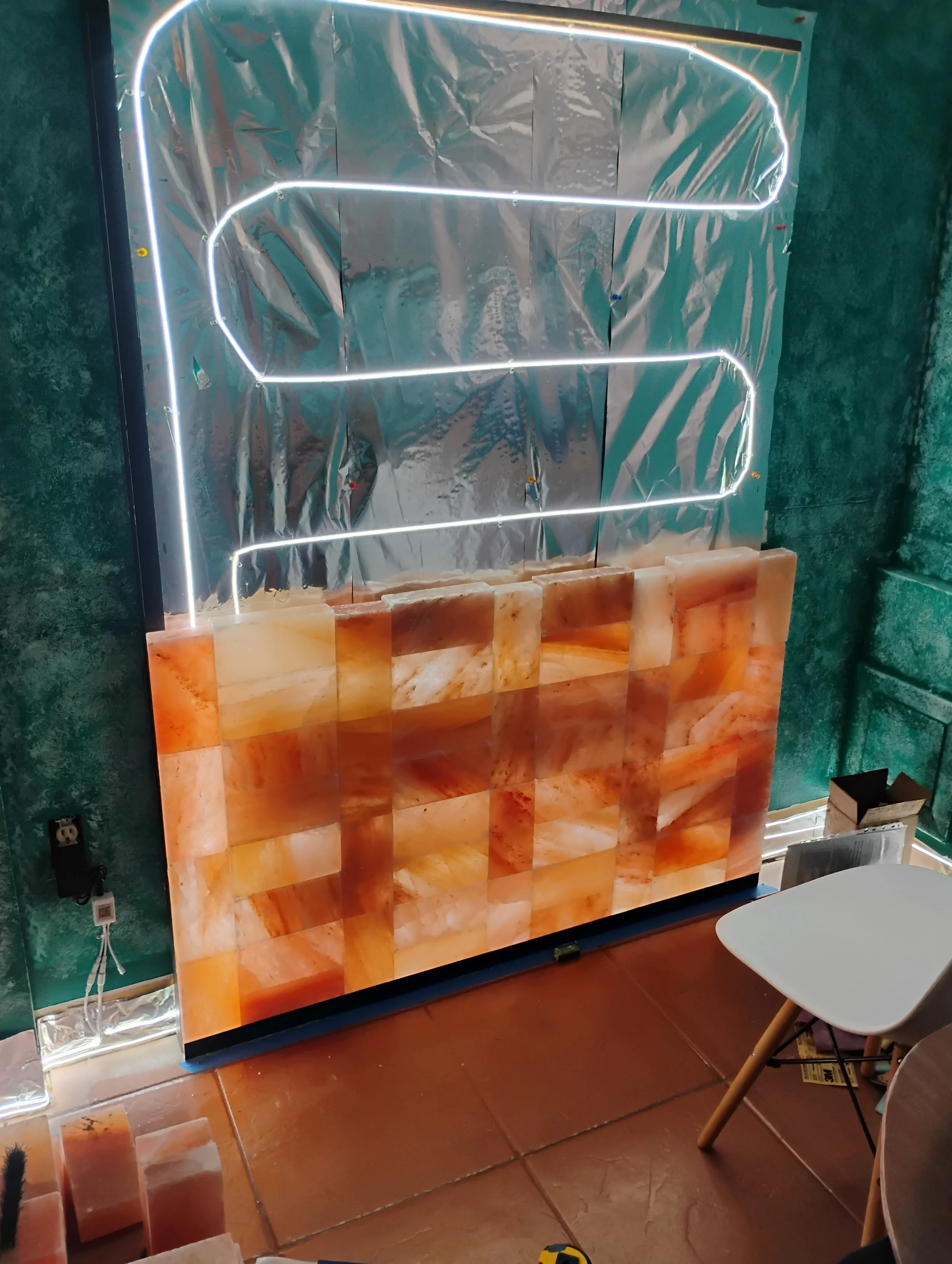 Salt Panel with LED lighting in construction