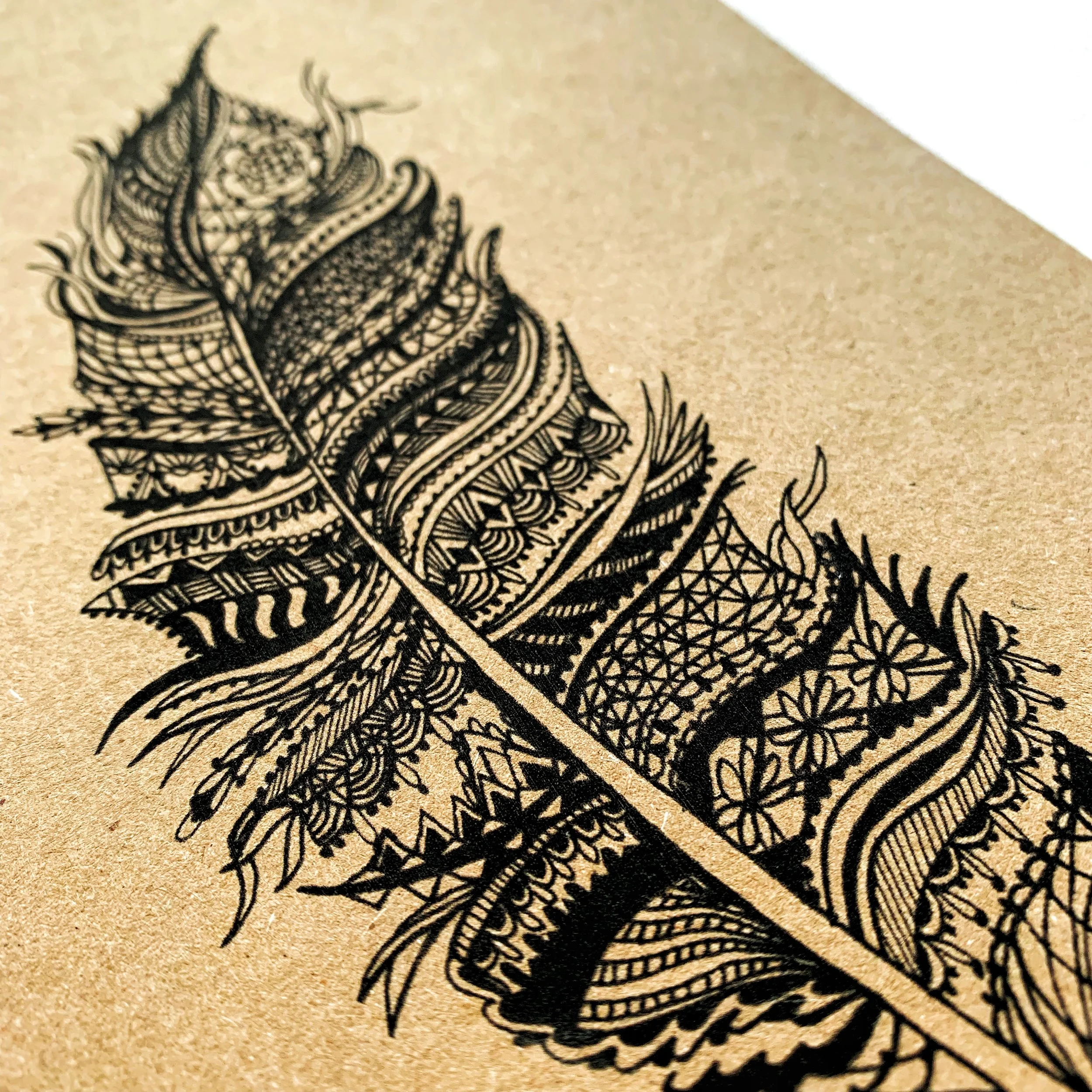 Felicity and Ink_Black Tribal Feather A5 Art Print.jpeg