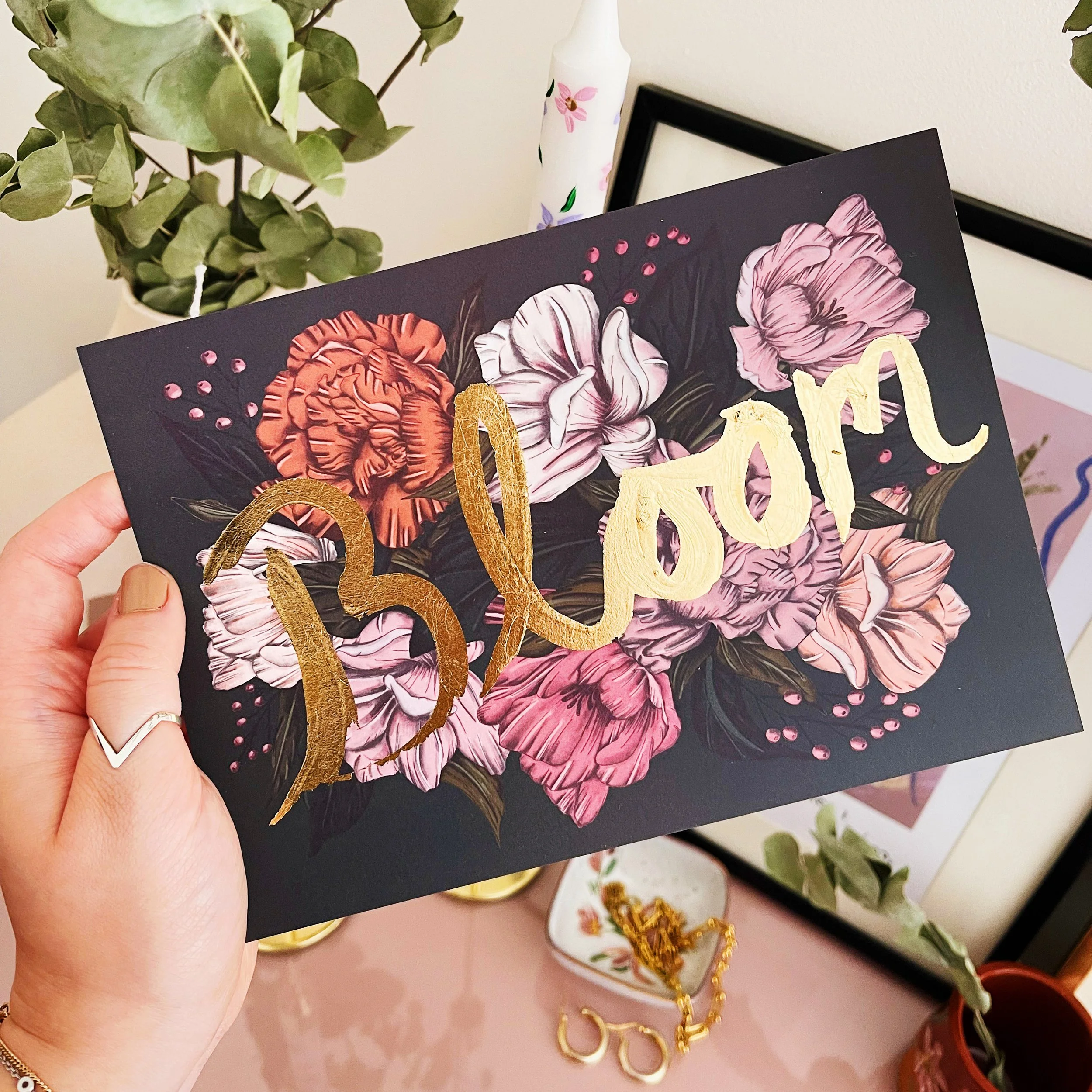 BLOOM | Digital illustration hand embellished with gold leaf