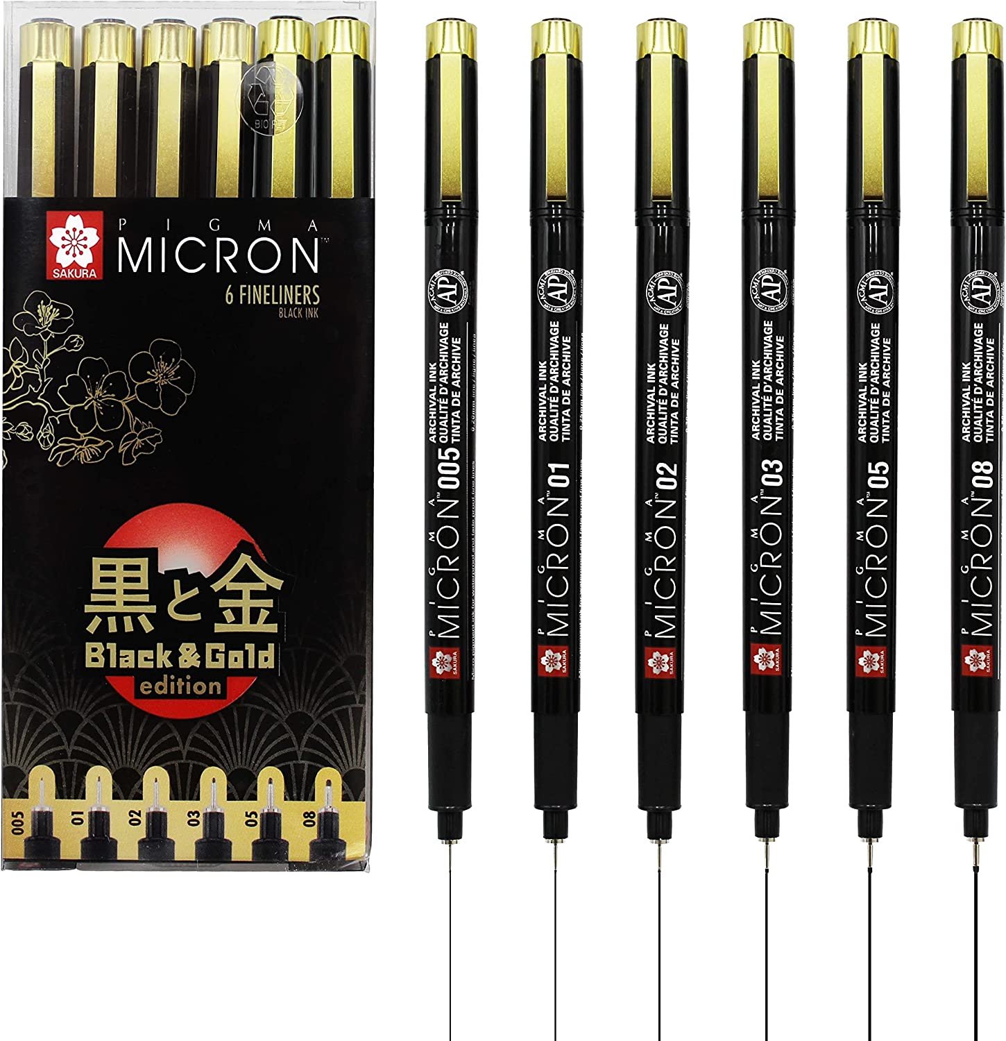 Micron Black &amp; Gold Edition Fineliner Set *