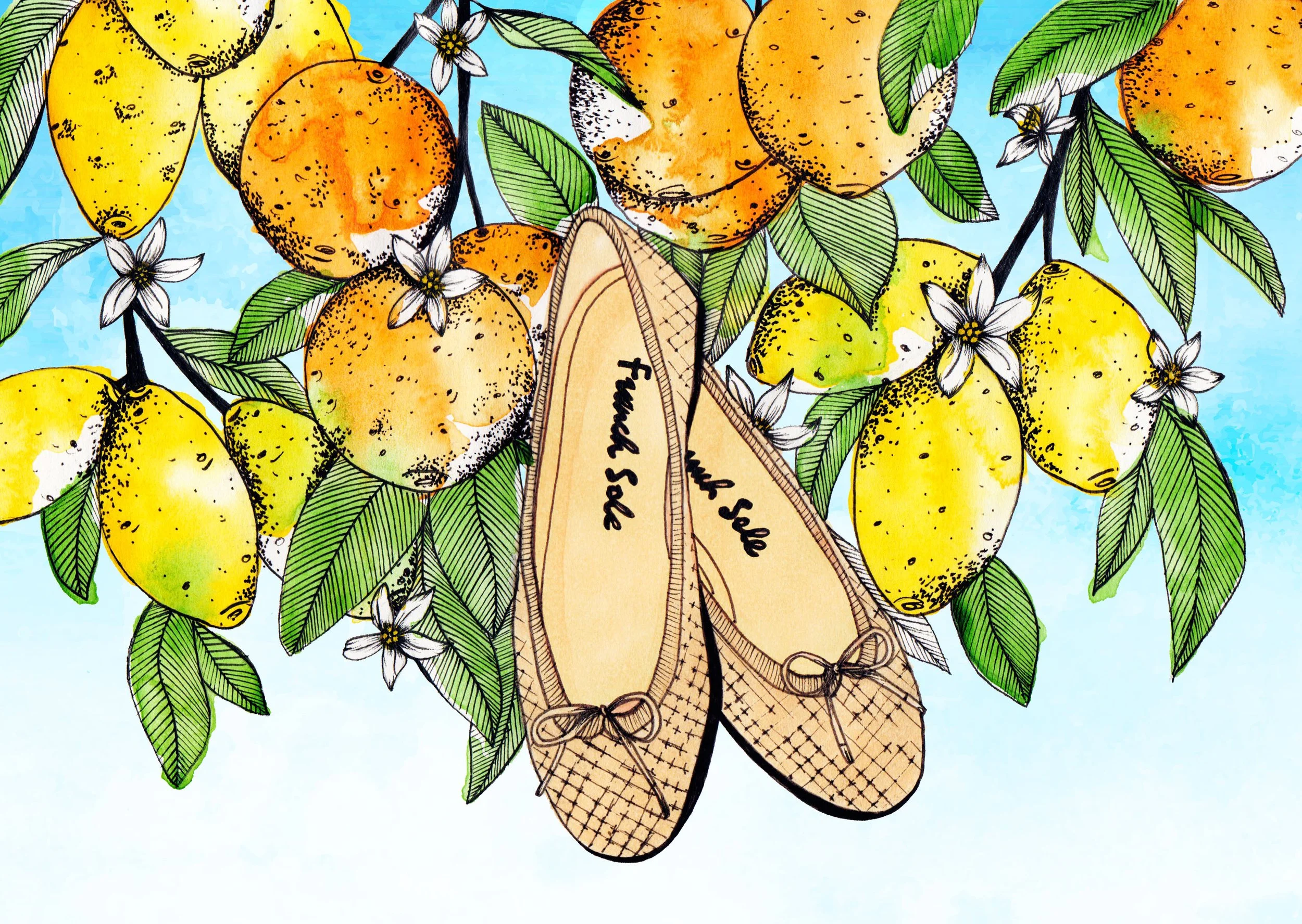 FRENCH SOLE | Hand drawn & painted shoe illustrations