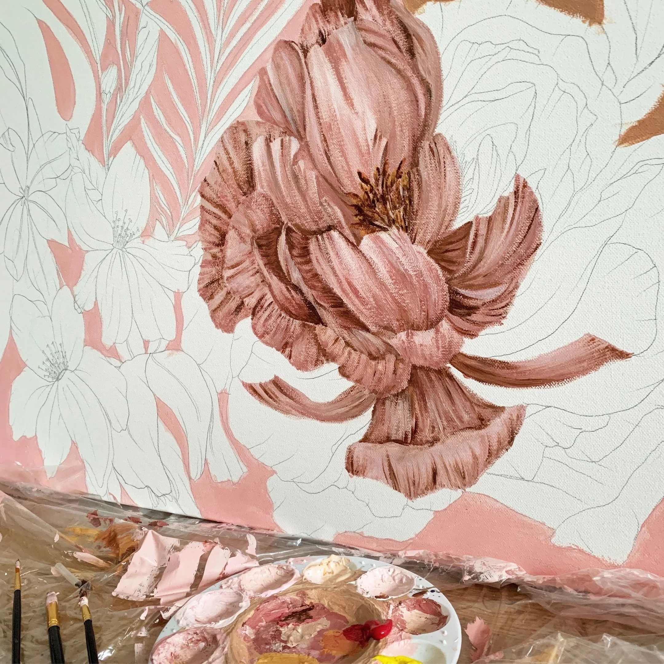 PEONY | Hand painted acrylic on canvas