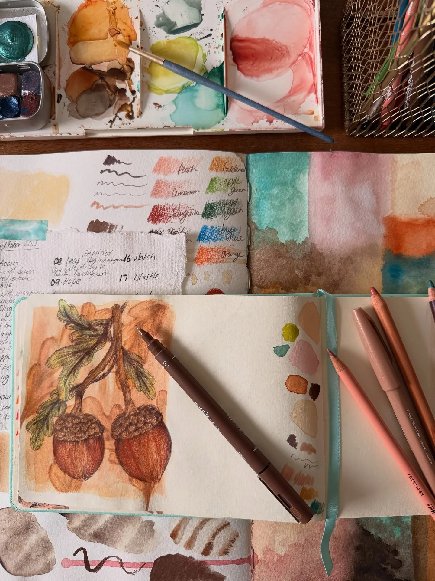 I&rsquo;m going to try and take part in some of the prompts for this years @peachtober 🍑 

I&rsquo;ve been experimenting with some new colour palettes and ways of combining my most loved techniques. 

I&rsquo;ll be using a mix of hand painted textur