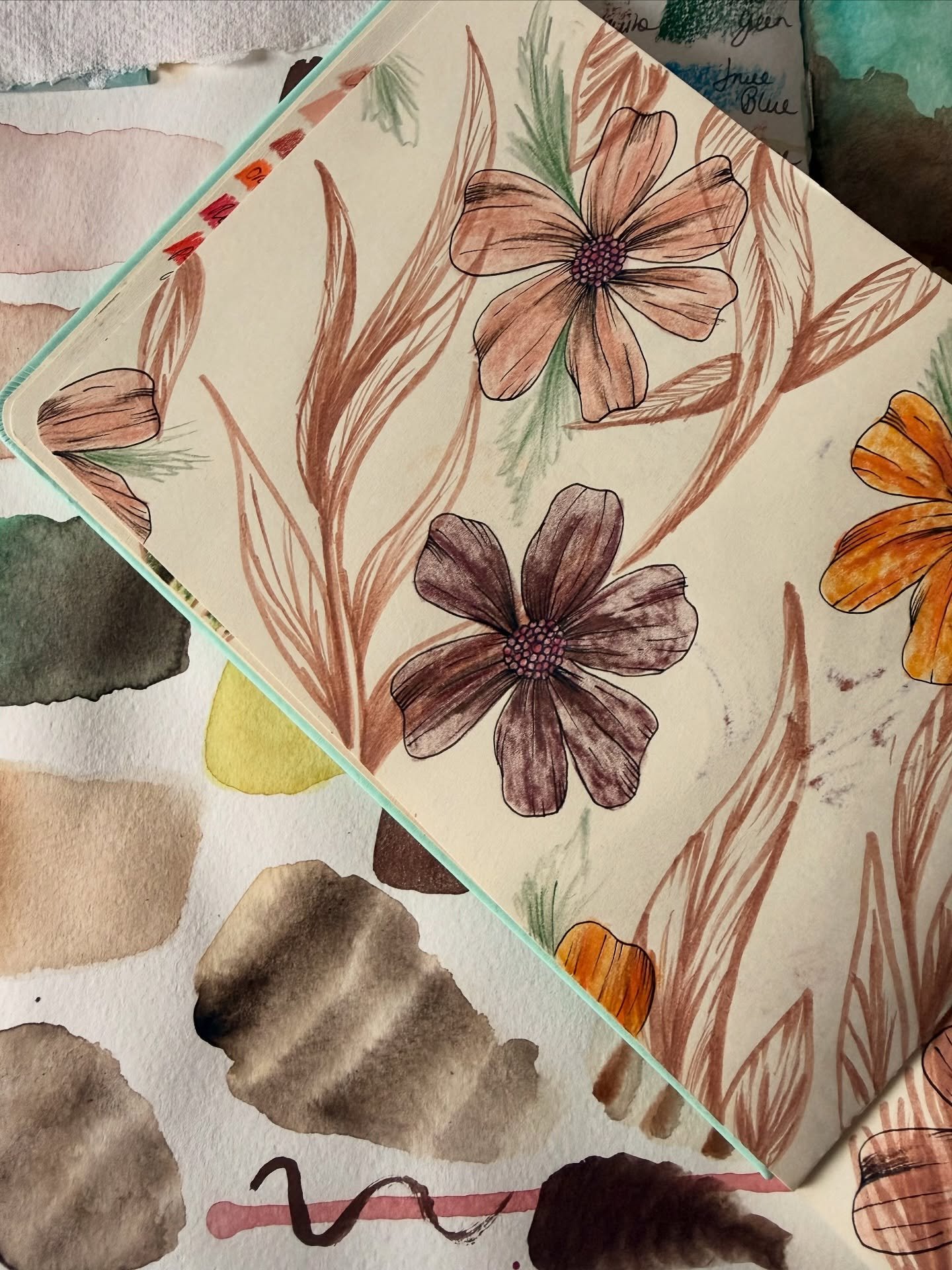 Some leaf layering experiments from my sketchbook for day 8 of #peachtober 🍂 🍁 

It&rsquo;s been quite a while since I&rsquo;ve just drawn for fun for myself, so I&rsquo;m enjoying taking the time to try some new techniques to figure out a bit of a