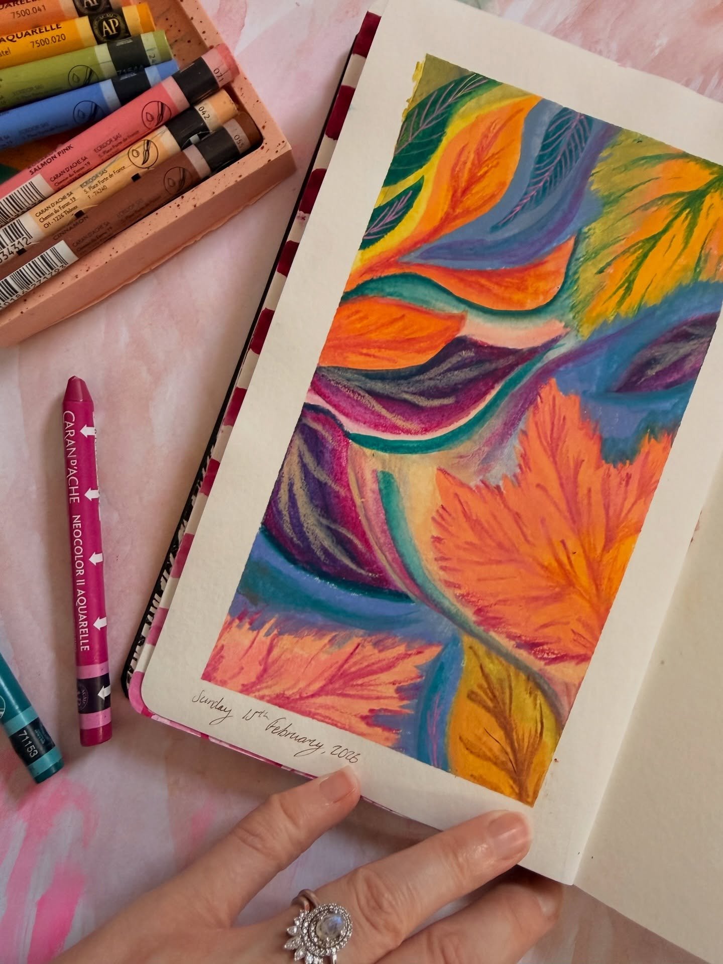 First time having a mess about with @carandache Neocolor 2 pastels, they&rsquo;re so much fun to use! ☀️

Planning on doing some more experiments with and without water to see how I can use them more in my work. 

#carandache #neocolor2 #moleskine_ar