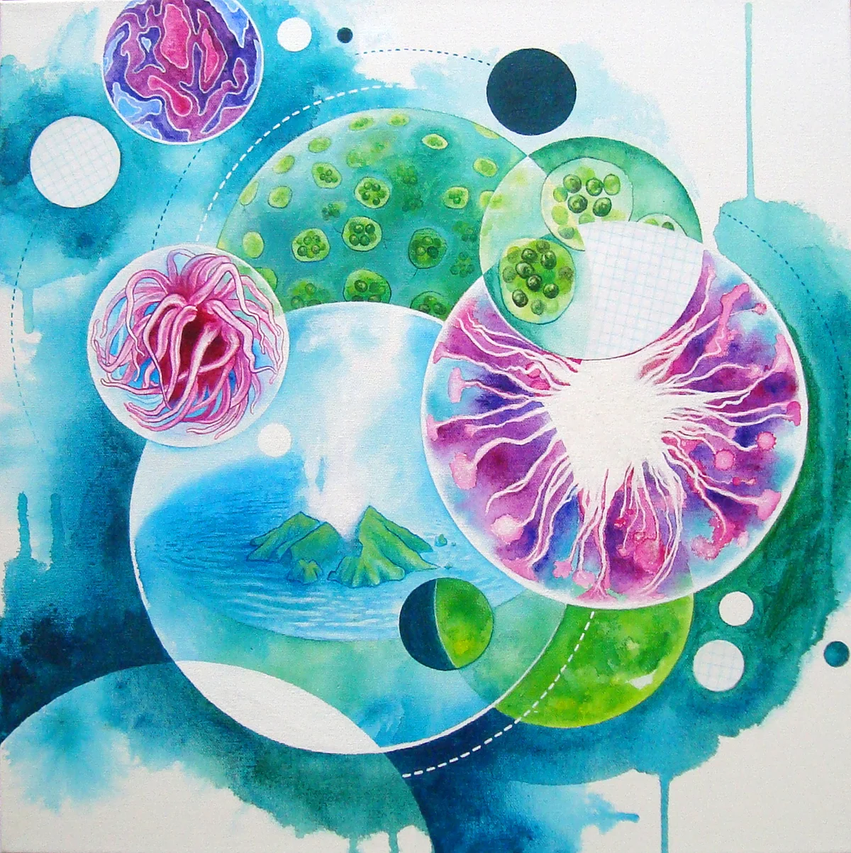 N.139-EE3 Acrylic, glitter, & graph paper on canvas 20 x 20 inches 2015