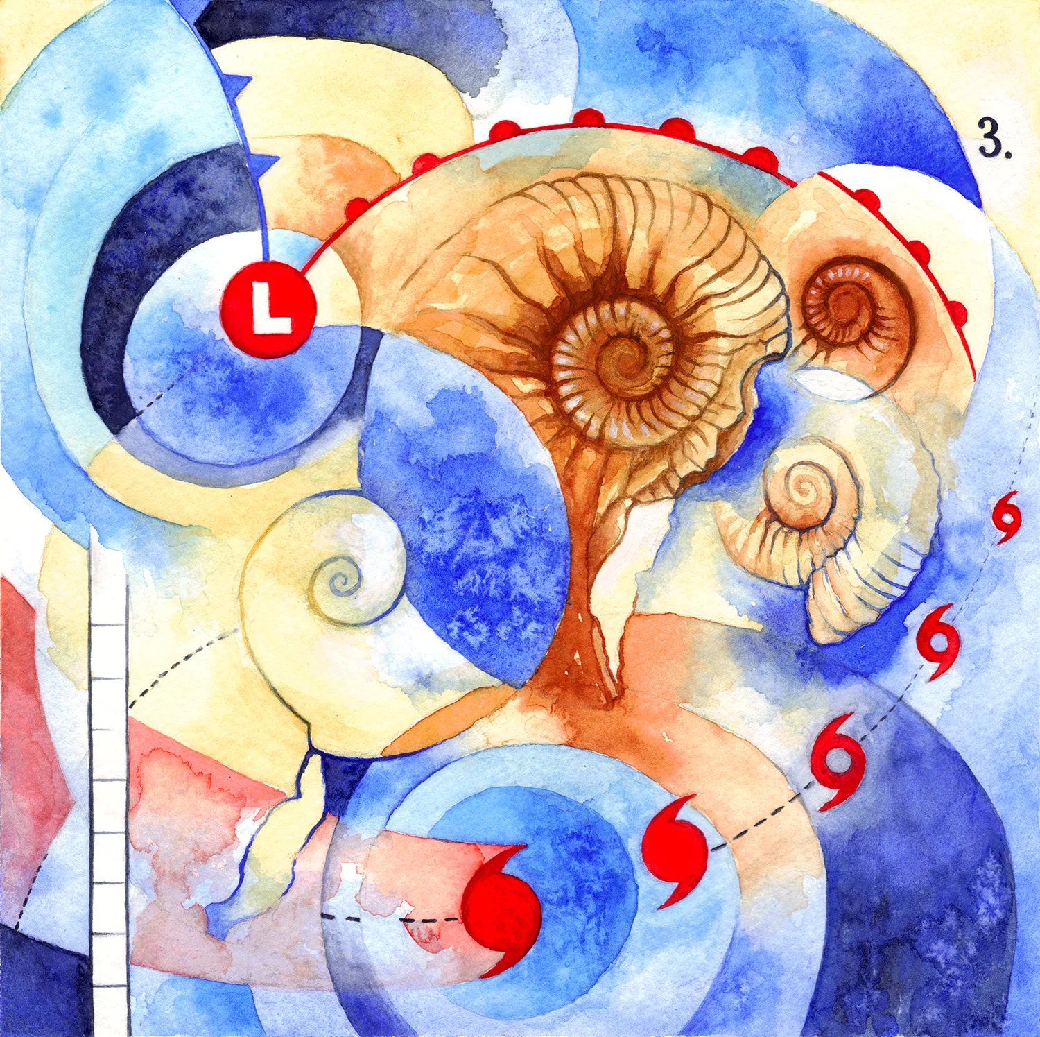 Fig. 3 Watercolor & gouache on paper 8 x 8 inches 2015