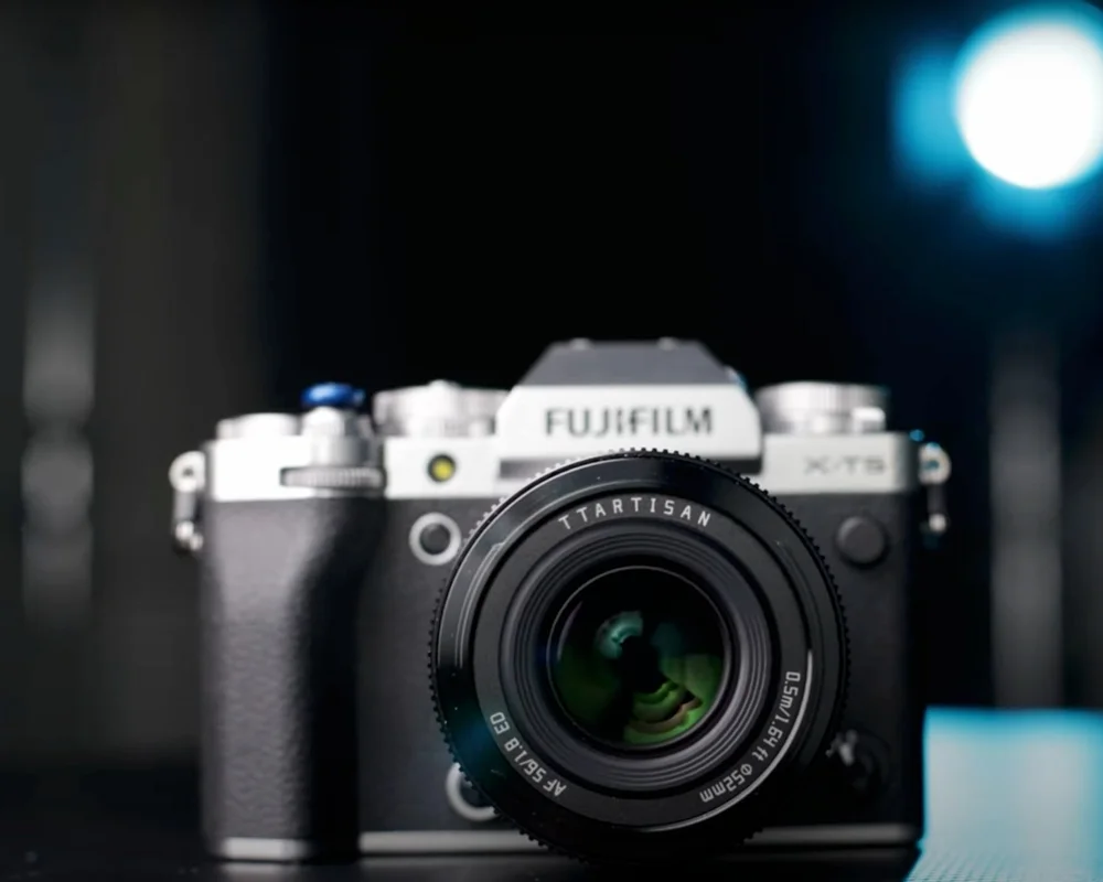 TT Artisan 56mm mounted to a Fujifilm X-T5