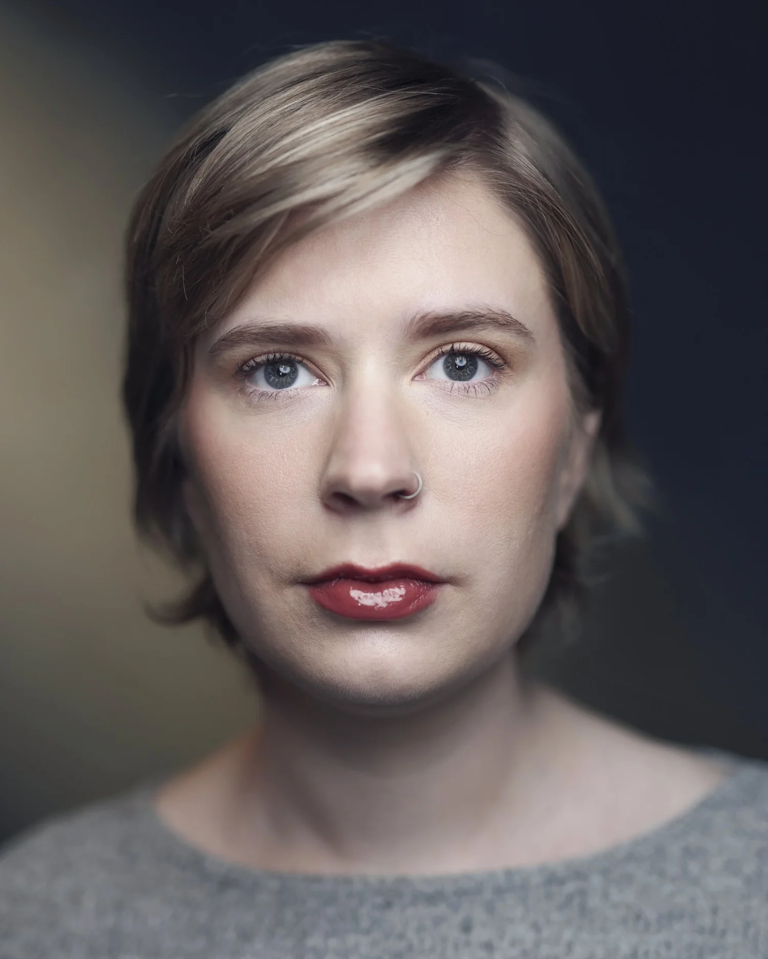 Actor headshot with confident expression, Long Island studio