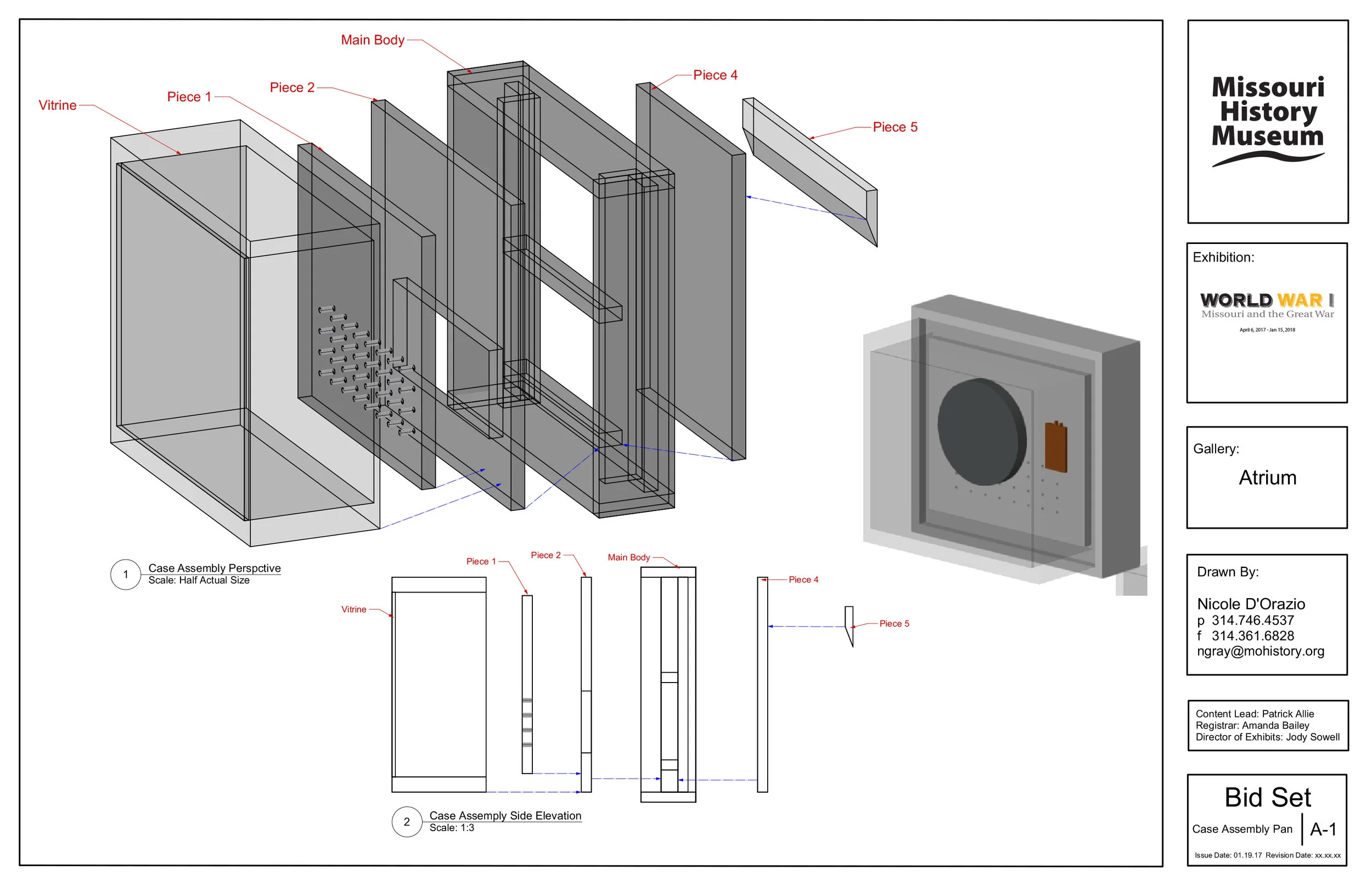 Assembly Plan for Custom Casework | World War 1: Missouri and the Great War | 2017