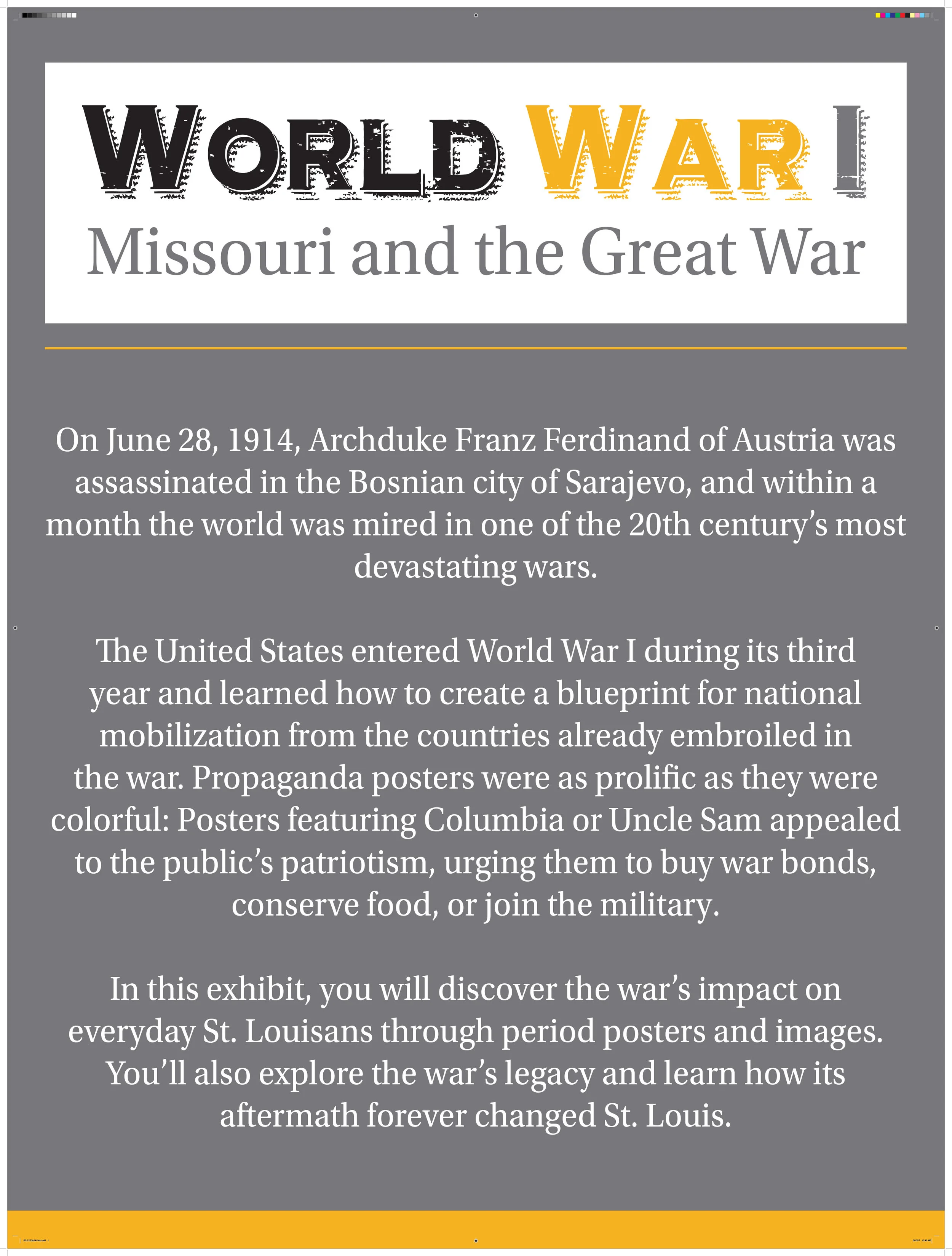  Intro Label | World War 1: Missouri and the Great War | 2017 