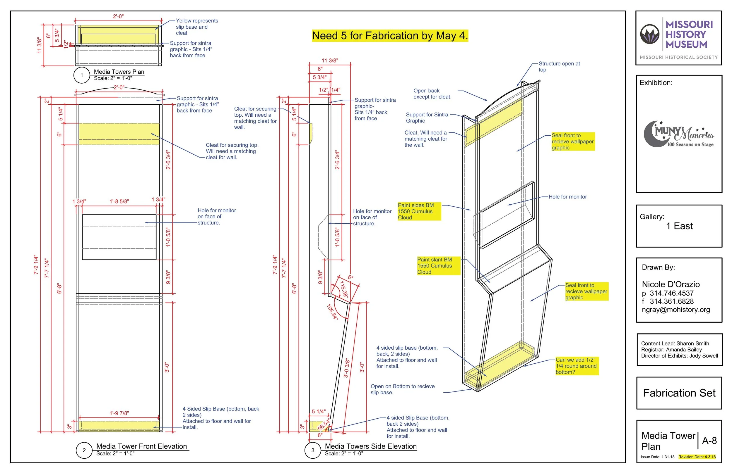 Fabrication Drawing | Muny Memories: 100 Seasons On Stage | 2018