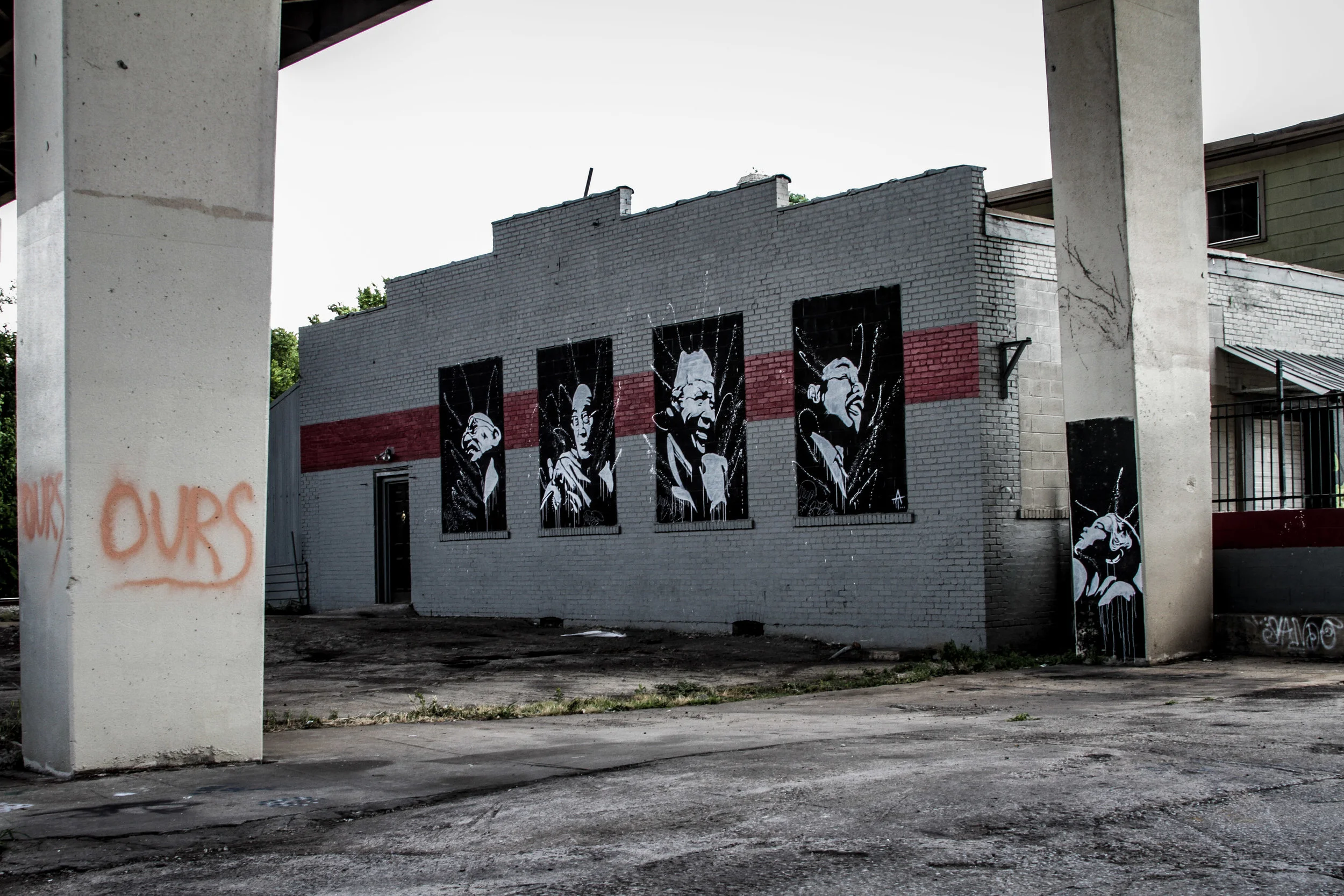 Mural by Thaxton Abshalom Waters underneath Jubilee Bridge in Nashville, TN