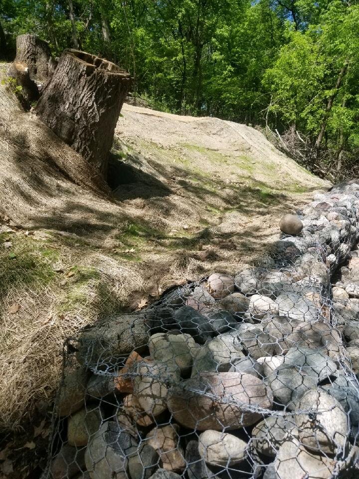 erosion control blankets and stone rip rap