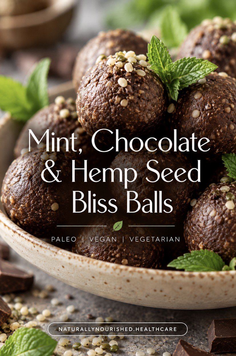 Mint, Chocolate & Hemp Seed Bliss Balls
