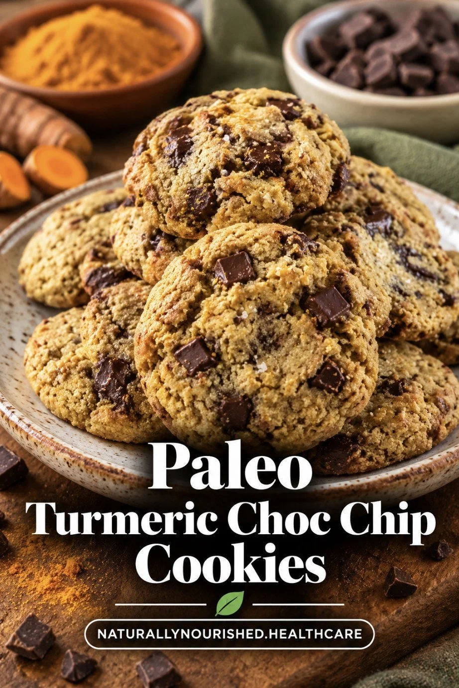 Paleo Turmeric Choc Chip Cookies