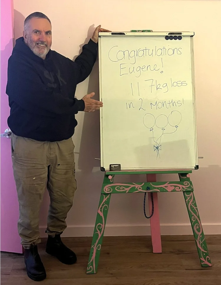 Eugene celebrating an 11.7 kg loss in two months