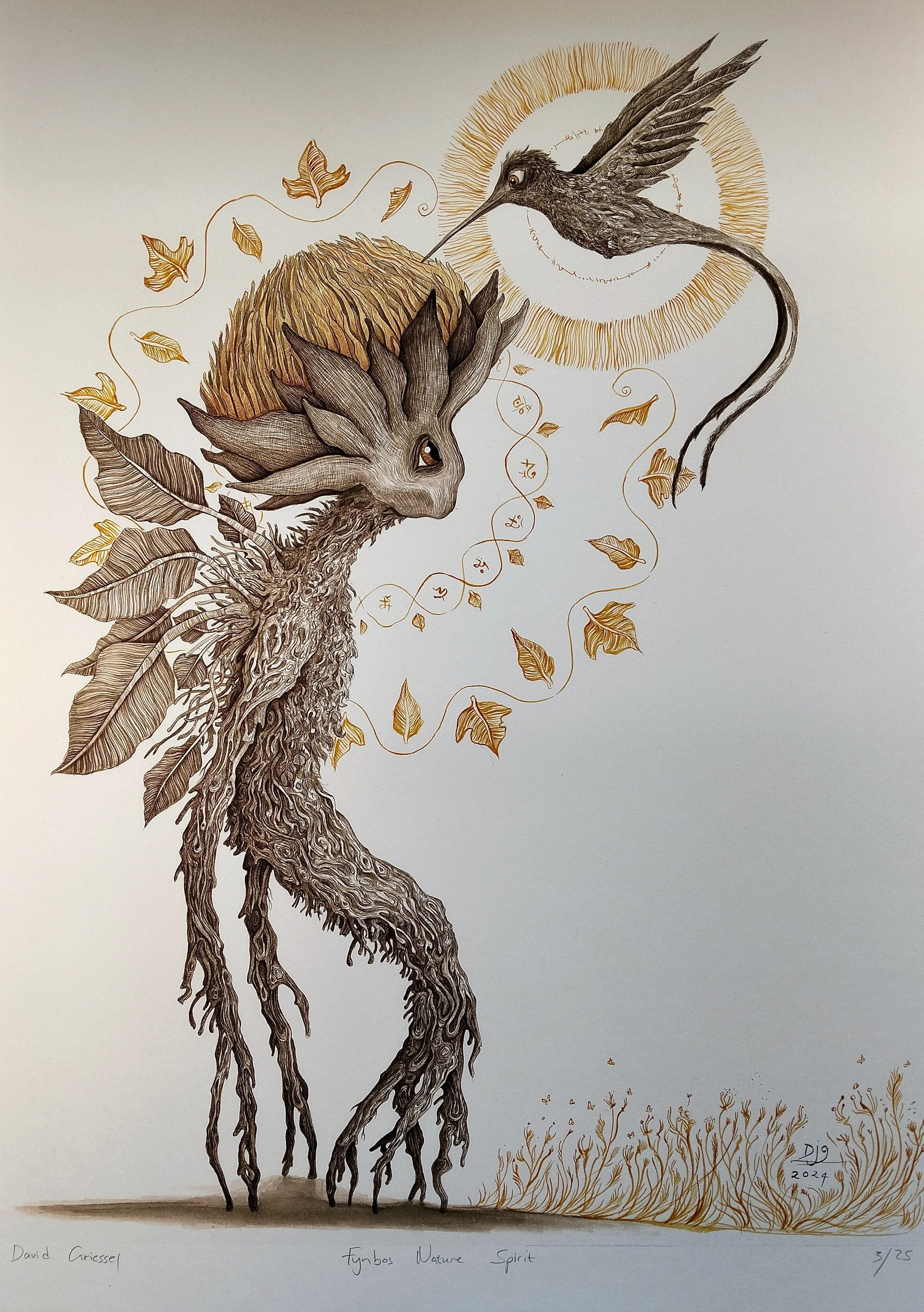 Hand Embellished Fynbos Nature Spirit Print 