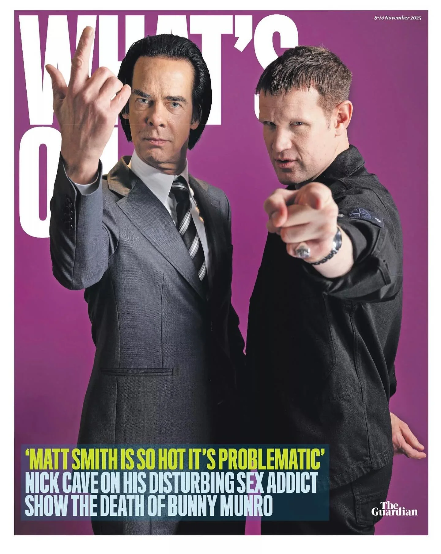 THE DEATH OF BUNNY MUNRO
Matt Smith and Nick Cave in today&rsquo;s Guardian
Unit Publicity by @rk_pr_ 
@clerkenwellfilms @skytv 
Available to watch from November 20th
