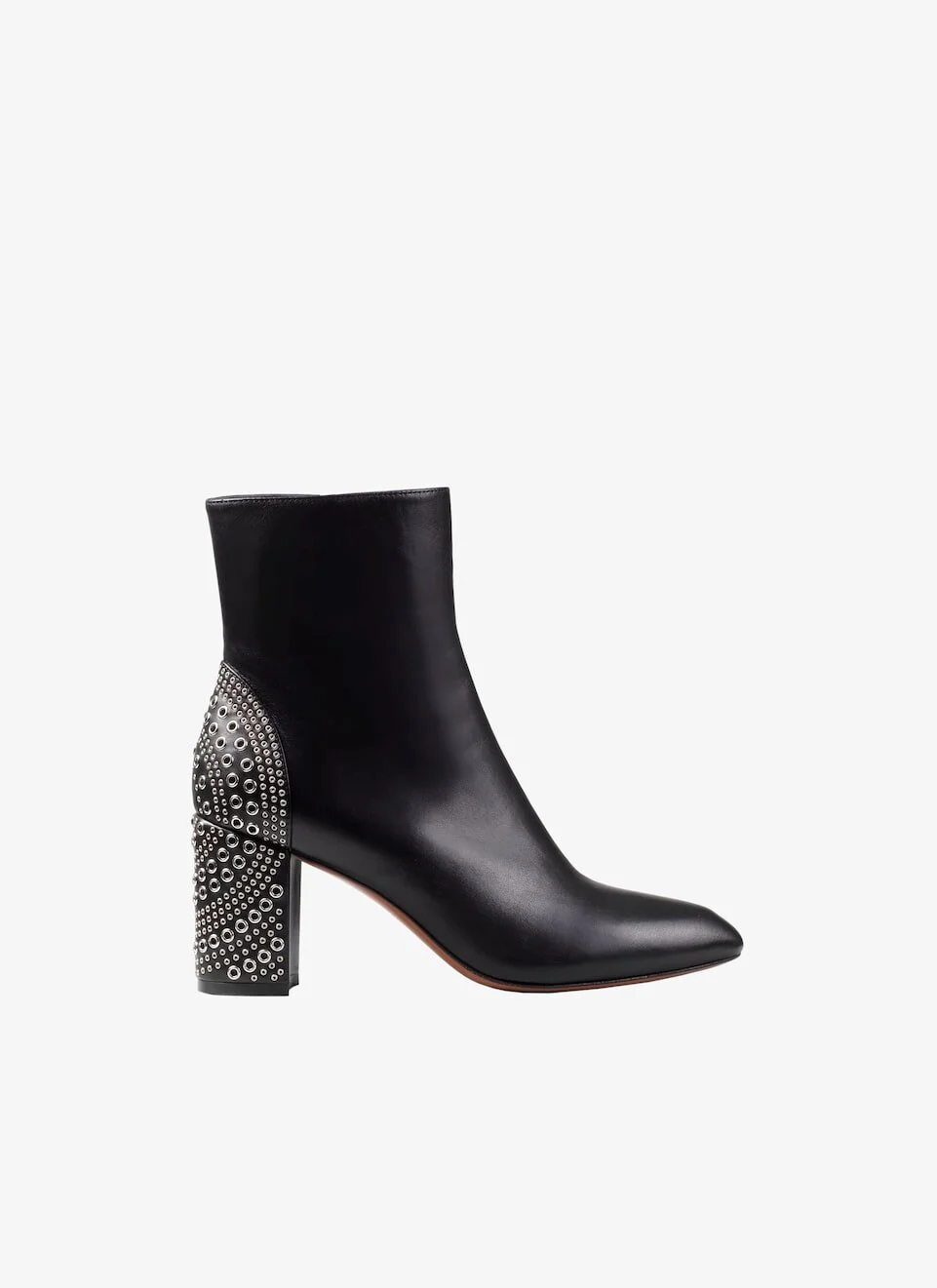 Eyelet Leather Heeled Boots