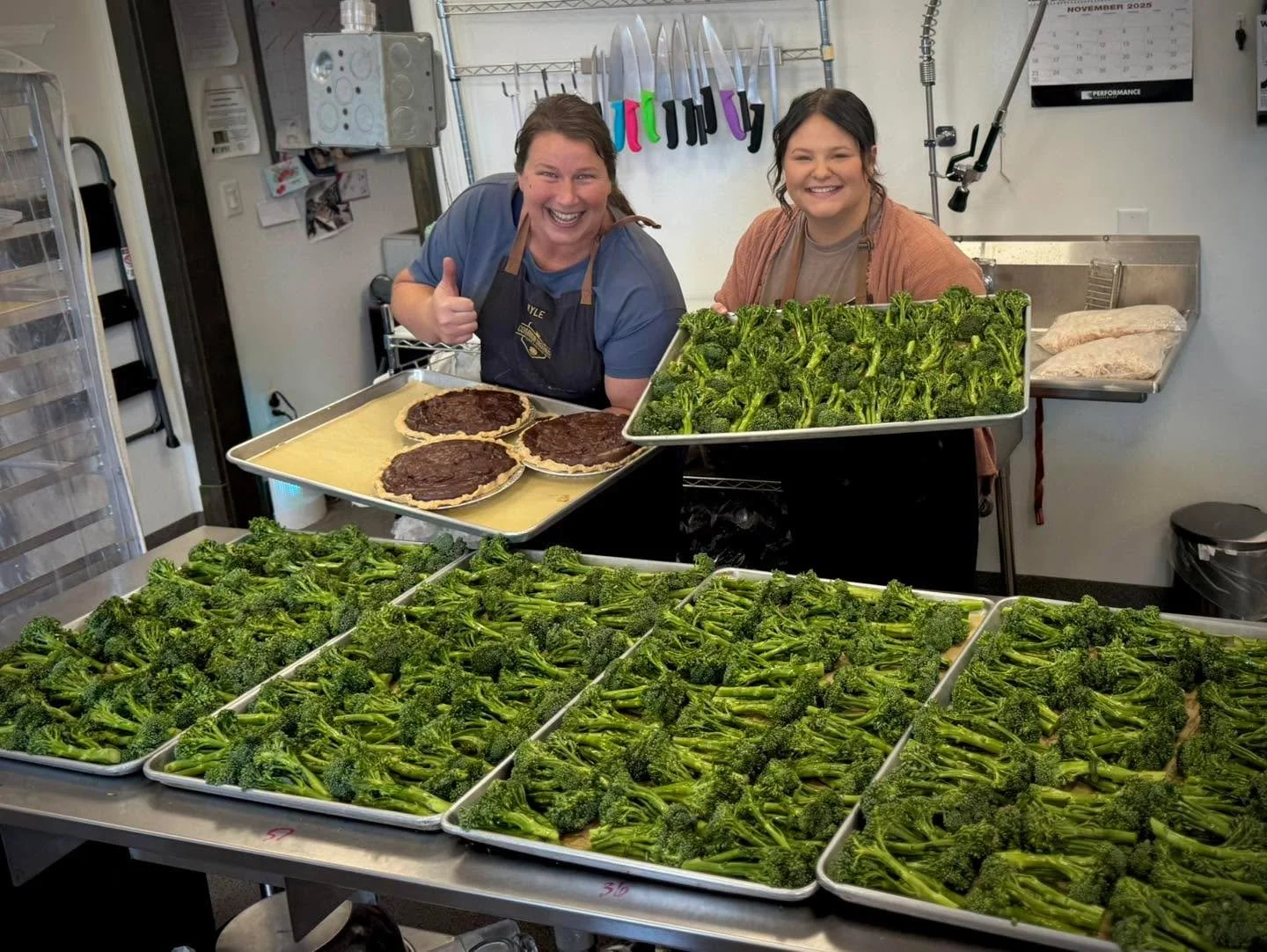 Somedays we balance out the pies with a few veggies.