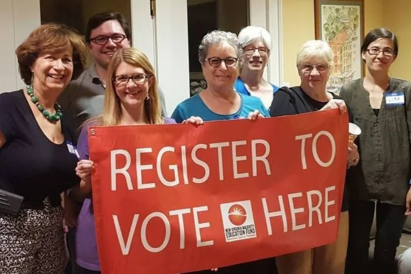 WDC members &amp; friends joining efforts with other groups to register voters.