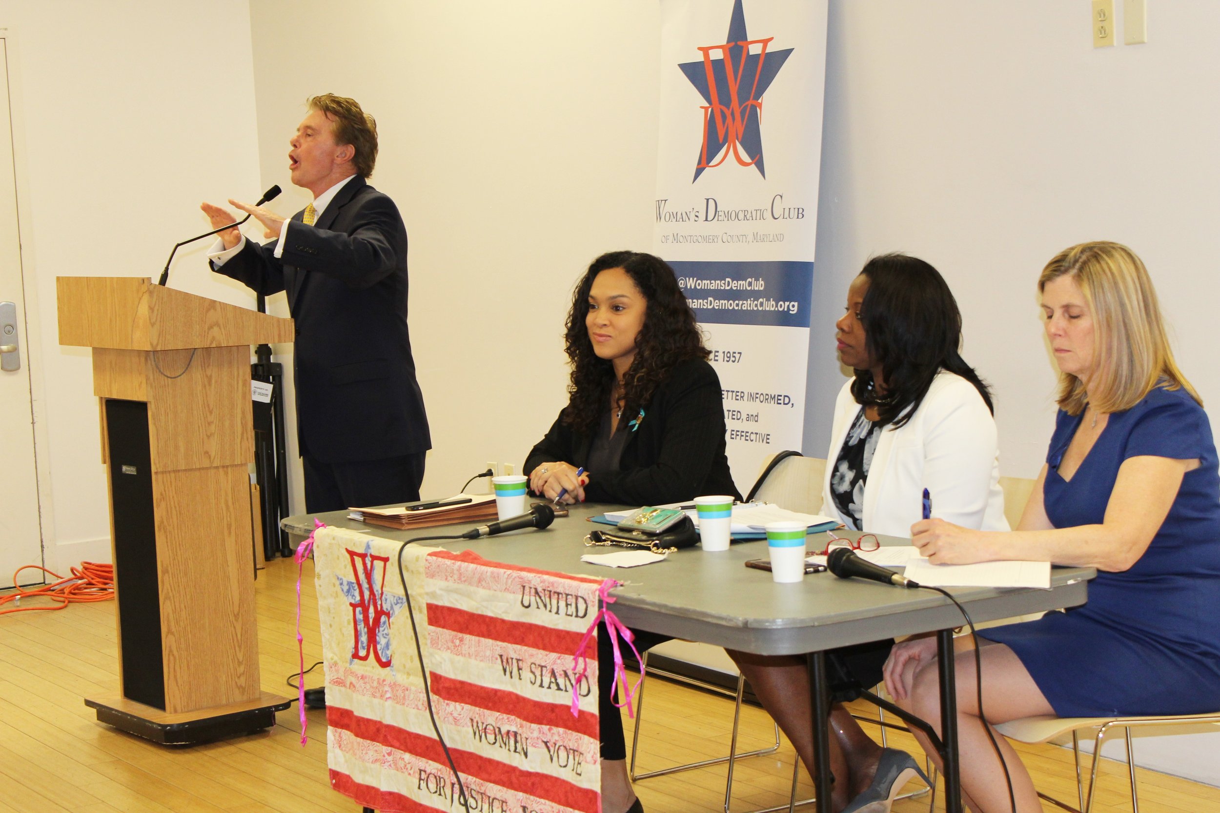   From Left: John McCarthy, State’s Attorney for Montgomery County facilitates panel with Marilyn Mosby, State’s Attorney for Baltimore City, Aisha Braveboy, State’s Attorney for Prince George’s County, and Anne Colt Leitess, State’s Attorney for Ann
