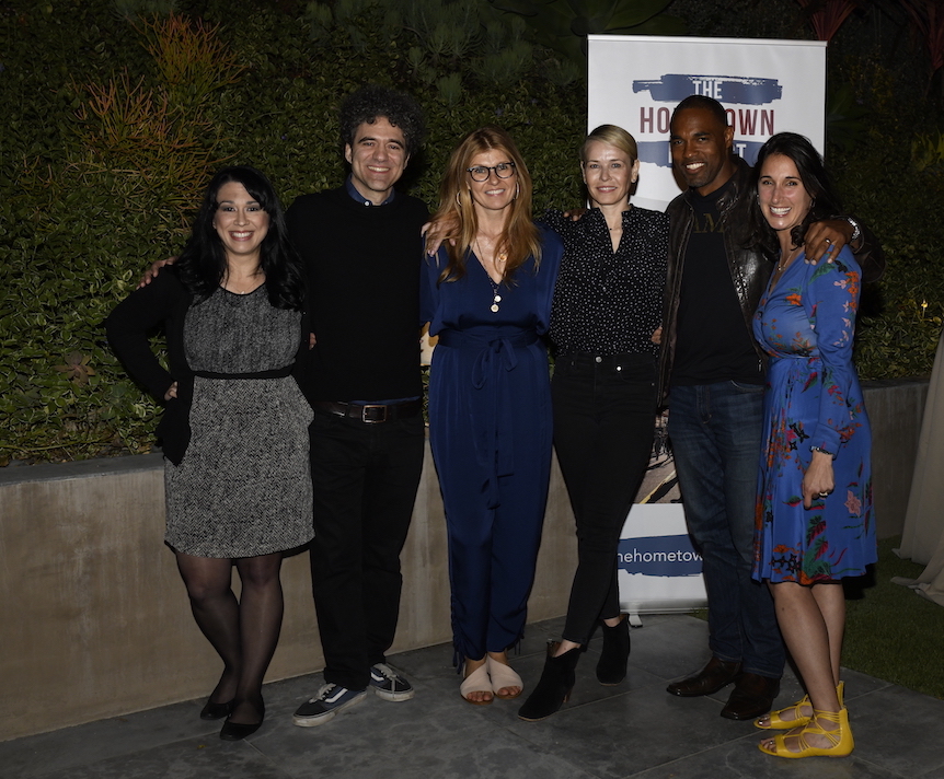  Virginia Delegate Kelly Fowler, The Hometown Project Founder Peter Salett, Advisory Board Member Connie Britton, Host Chelsea Handler, Energizer and Advisory Board Member Jason George and The Hometown Project Executive Director Erin Frederick.   