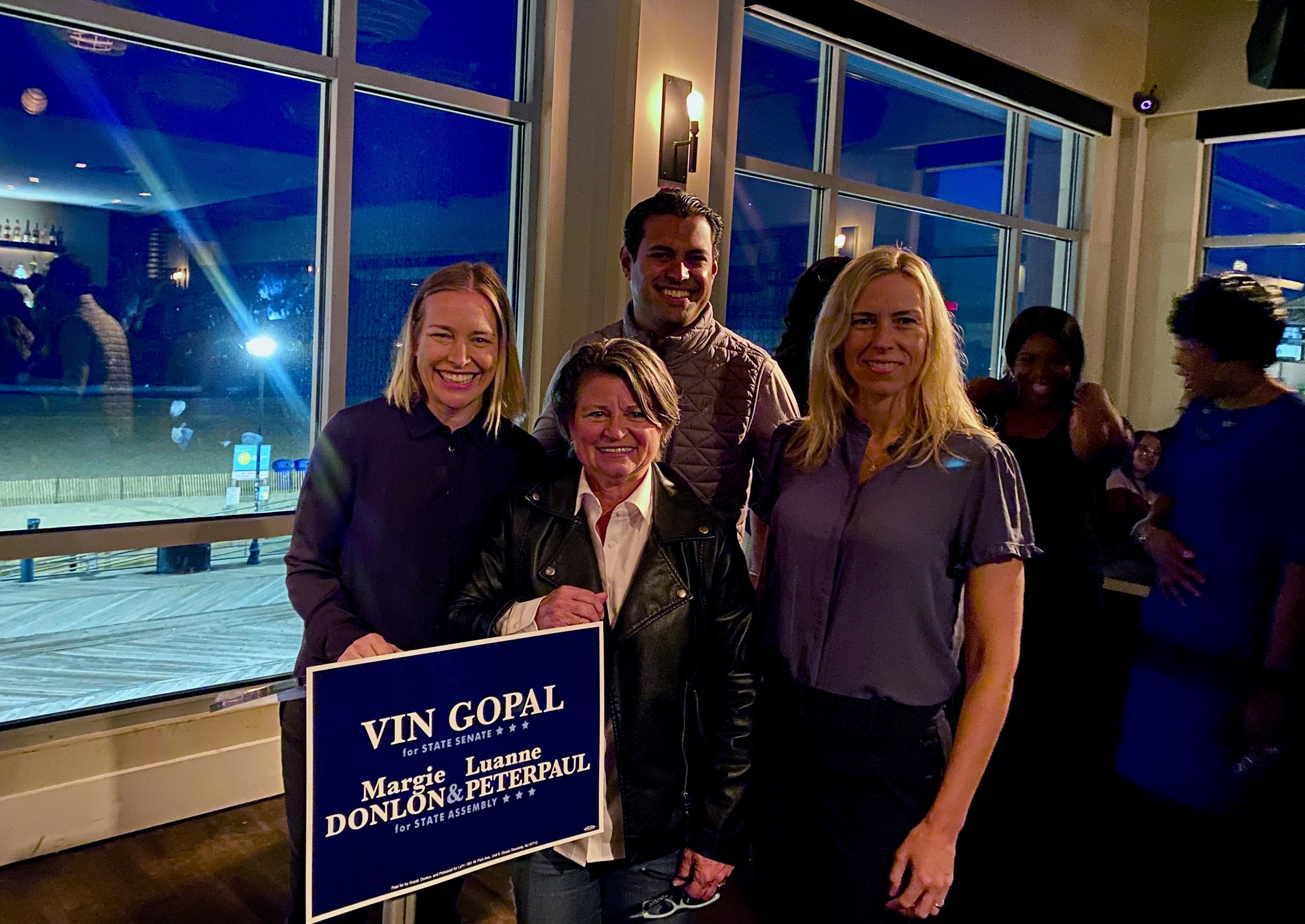  LD 11 Team Monmouth: Senator Vin Gopal and his running mates Dr. Margie Donlon and Luanne Peterpaul, Esq with Actor, Activist &amp; Jersey Shore’s own, Piper Perabo. 