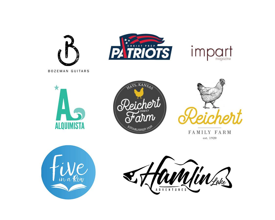  Above is a collection of logos I’ve designed for clients with a variety of business needs. 