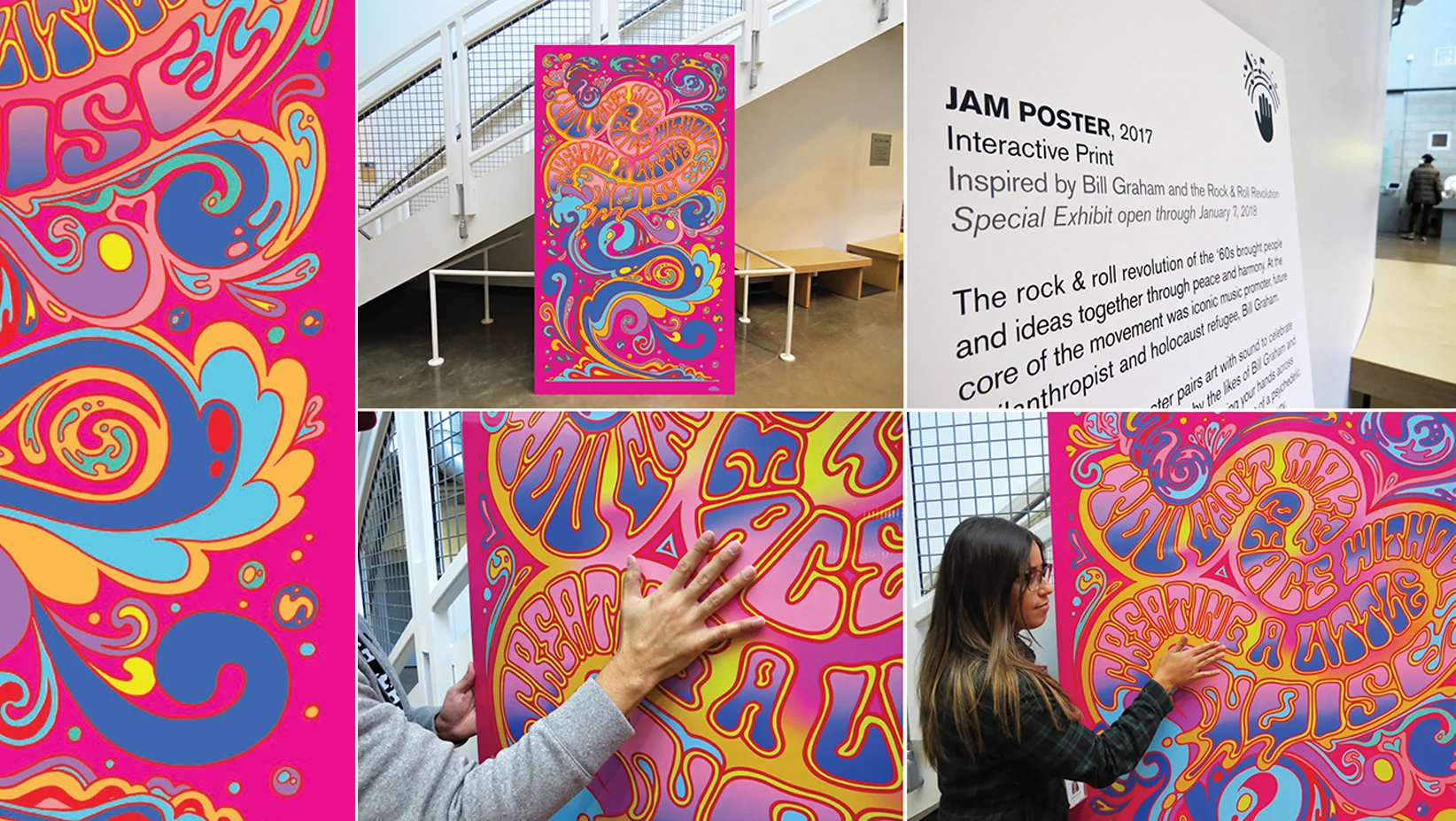  For once, visitors are asked to touch the art. In doing so, visitors triggered different parts of a song to play aloud. The more hands to play the poster, the bigger and better the jam — bringing people together to create harmony. Just like Bill Gra