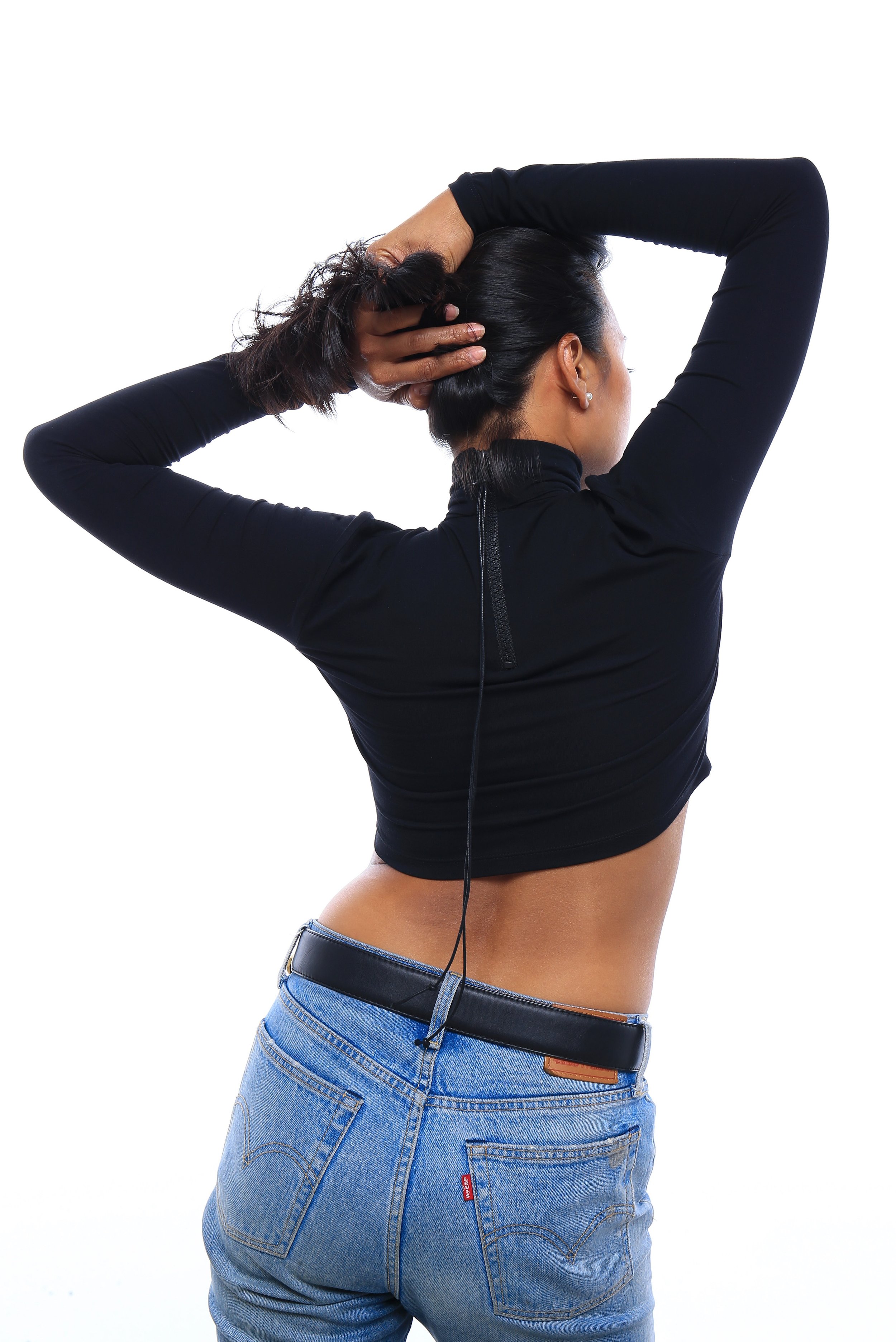 Folded over turtle neck crop top