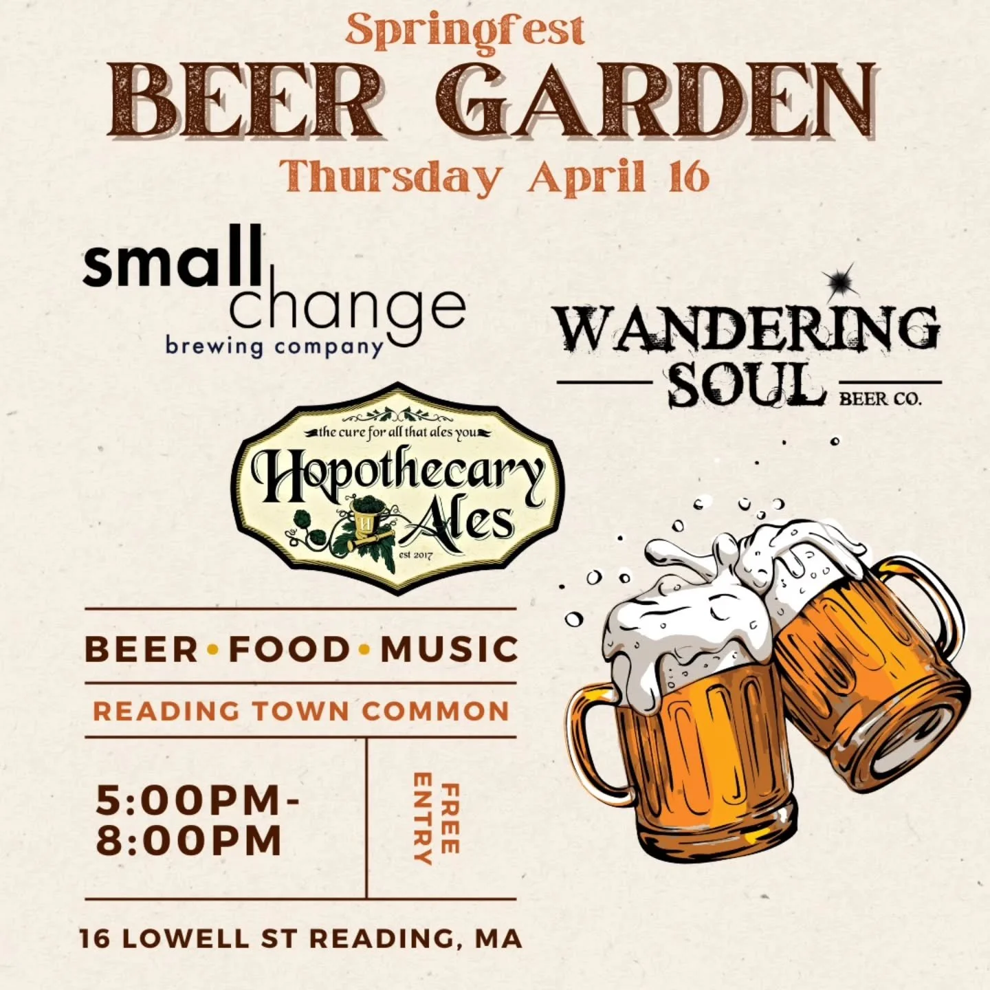 Thursday! We'll be at Springfest on the Reading Town Common!
