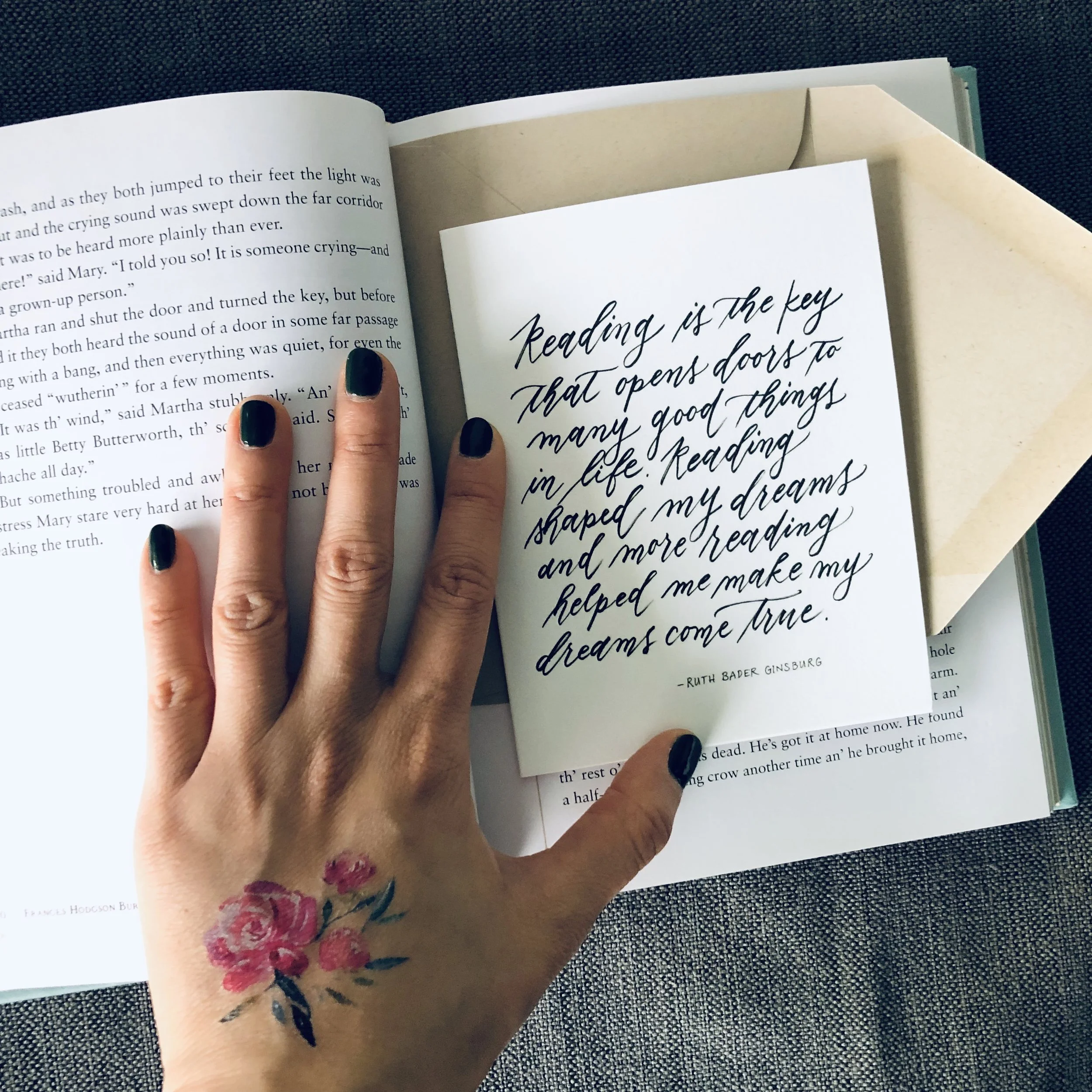 Ruth Bader Ginsburg Reading Quote Reading Is Key" Ruth Bader Ginsburg Rbg Quote Greeting Card — Dear  Daughters Design