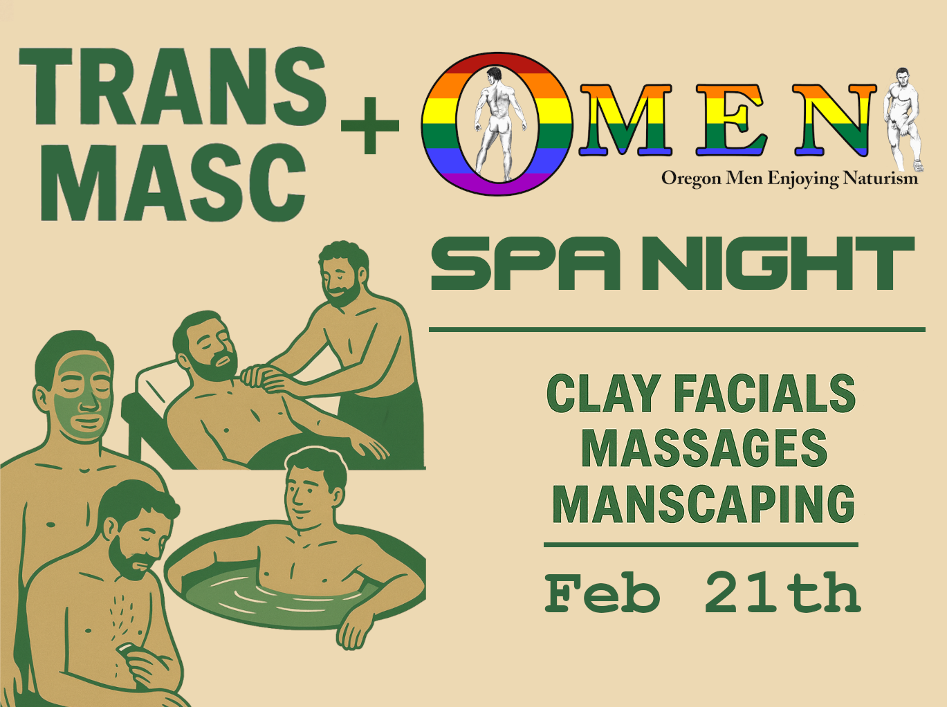 OMEN SPA NIGHT, Massage, Manscaping, and Clay Mask Facials!