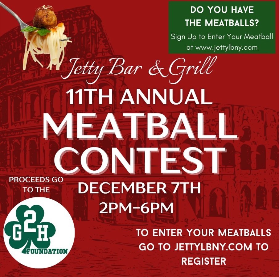 Jetty Bar &amp; Grill's 11th Annual Meatball Contest is Saturday, December 7th from 2-6pm.  All proceeds will be going to the G2H Foundation!! 
Thank you for your support @jettylbny.

#livelikegerrin